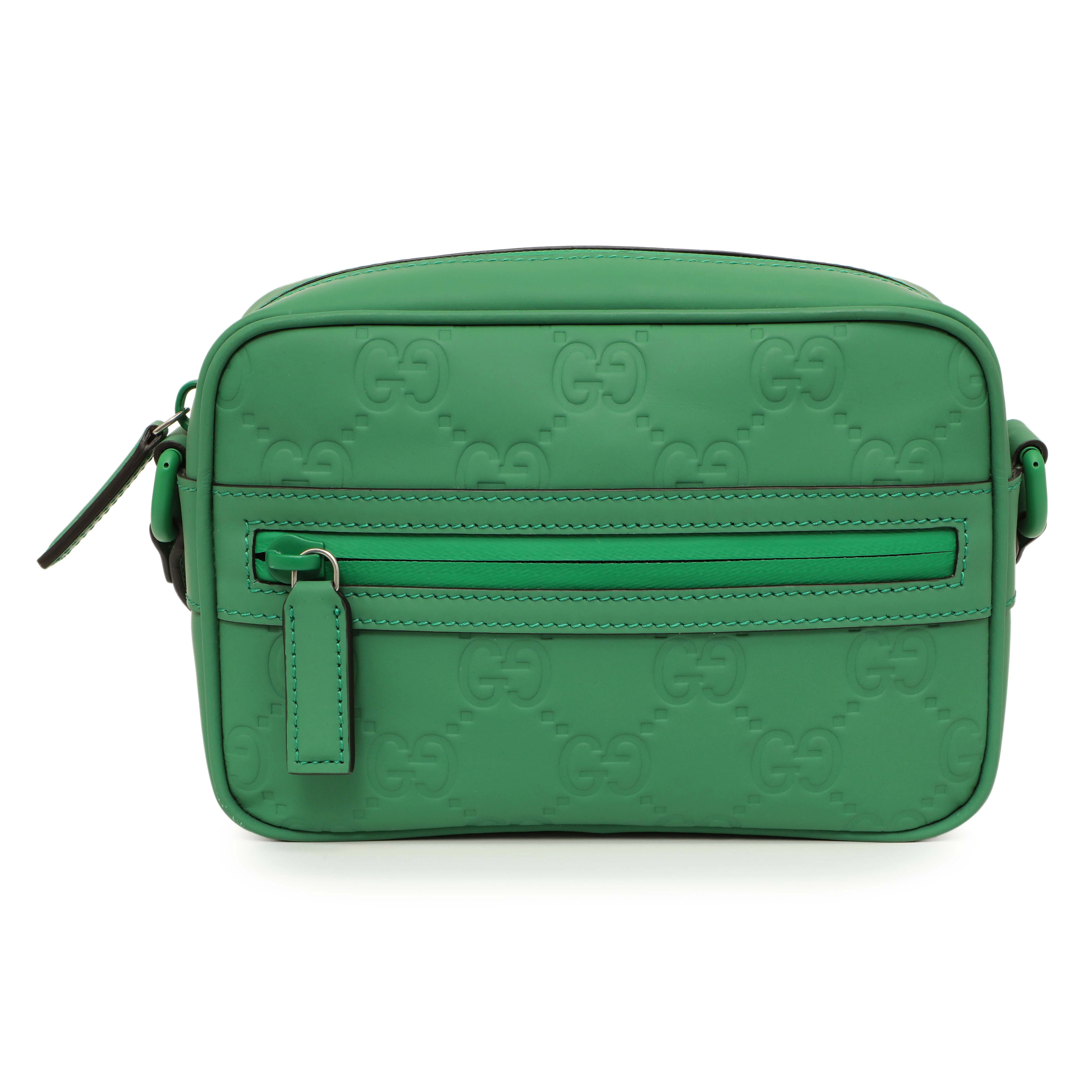 Gucci Green Rubber Effect Monogram GG Crossbody Bag - Image 2
