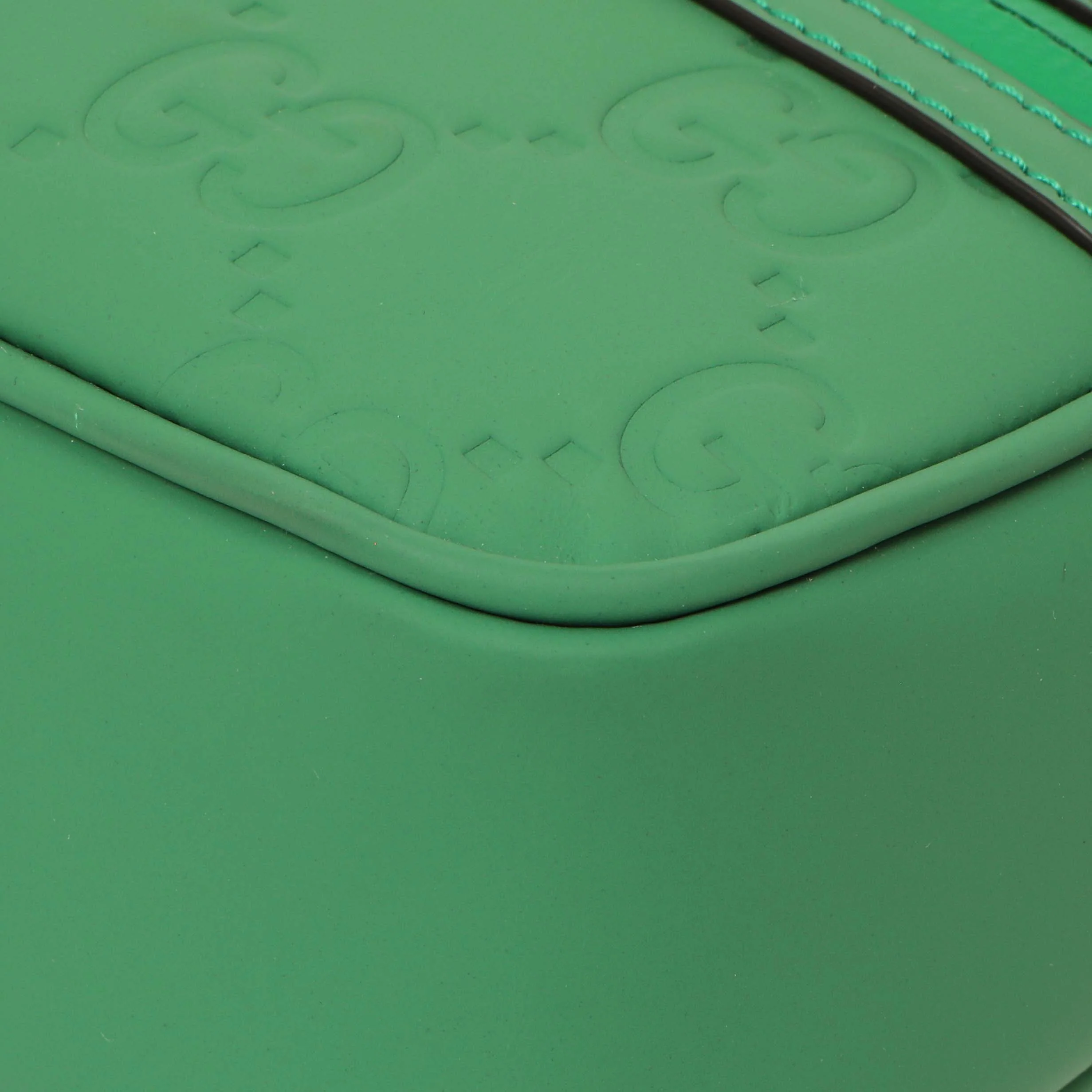 Gucci Green Rubber Effect Monogram GG Crossbody Bag - Image 6