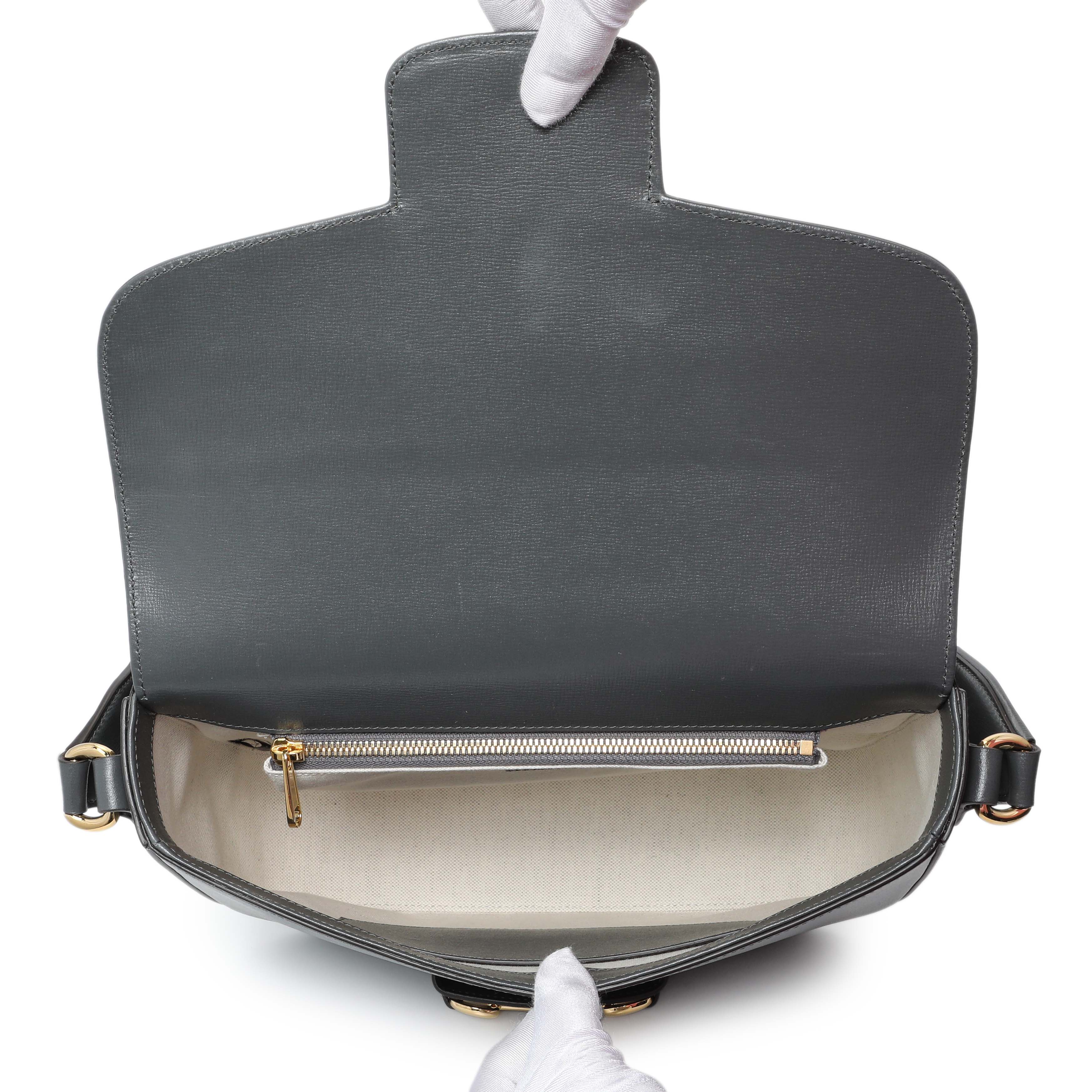 Gucci Grey Calfskin Large Horsebit 1955 Shoulder Bag - Image 4