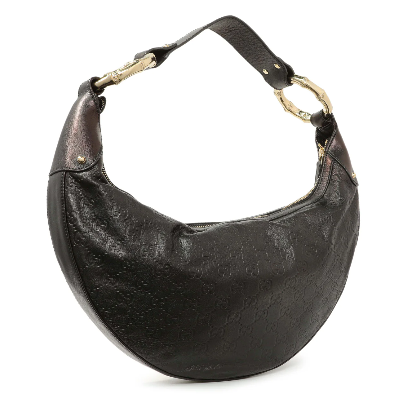 Gucci Guccissima Half Moon Bamboo Ring Hobo - Image 2