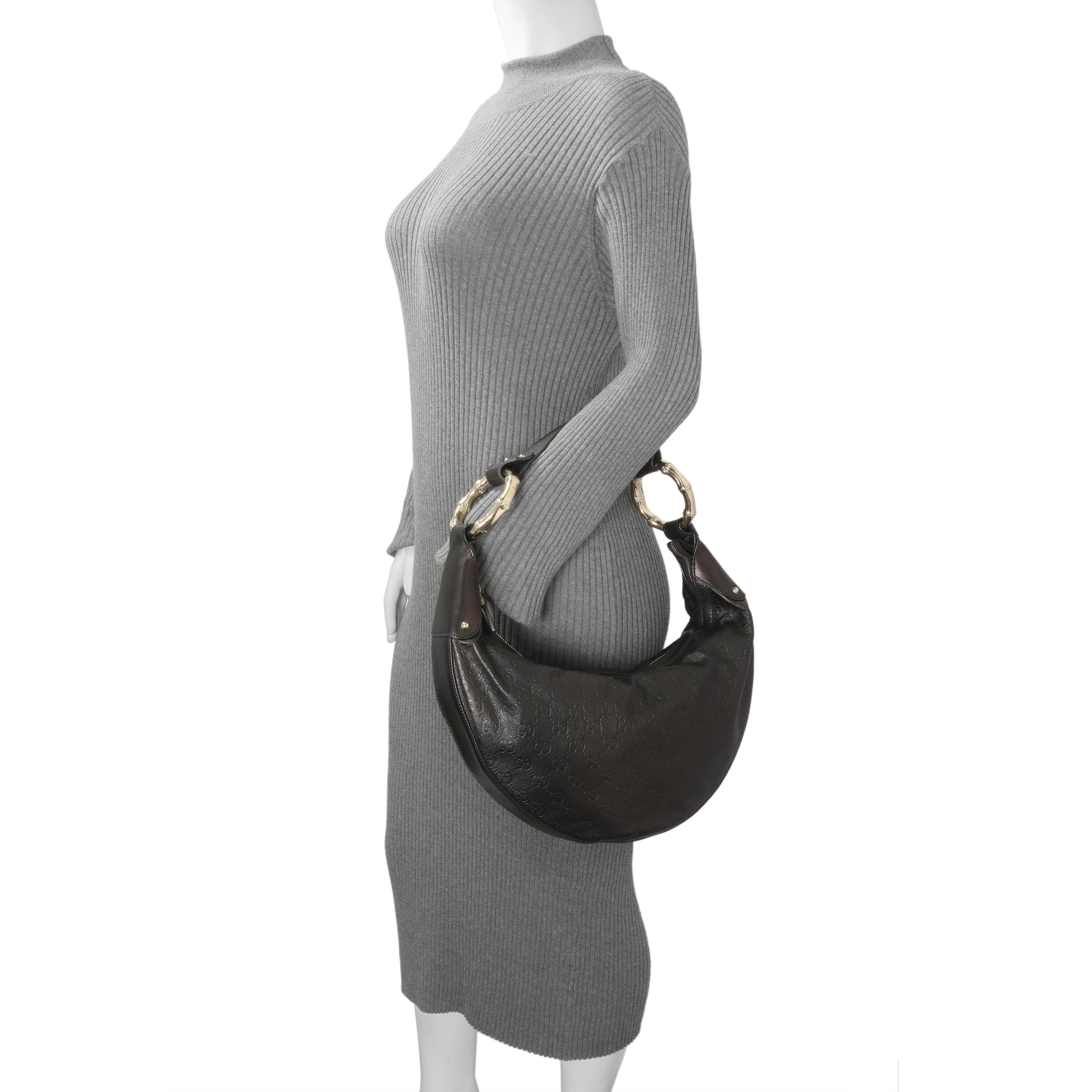 Gucci Guccissima Half Moon Bamboo Ring Hobo - Image 8
