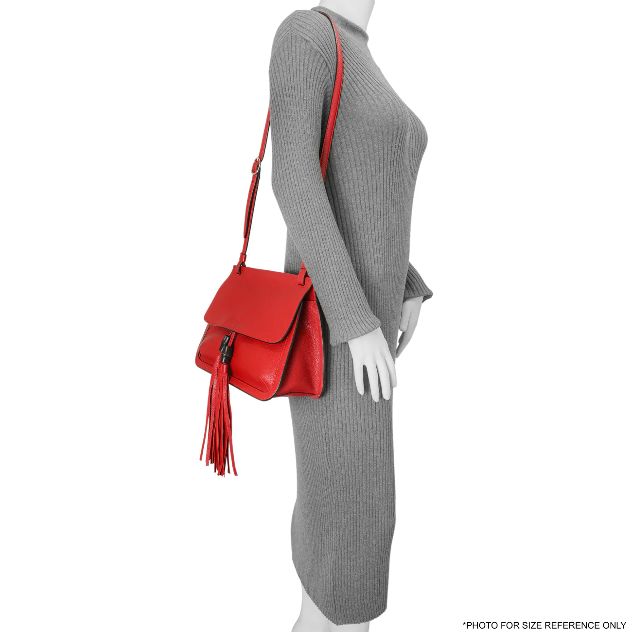 Gucci Hibiscus Red Calfskin Bamboo Daily Flap - Image 7