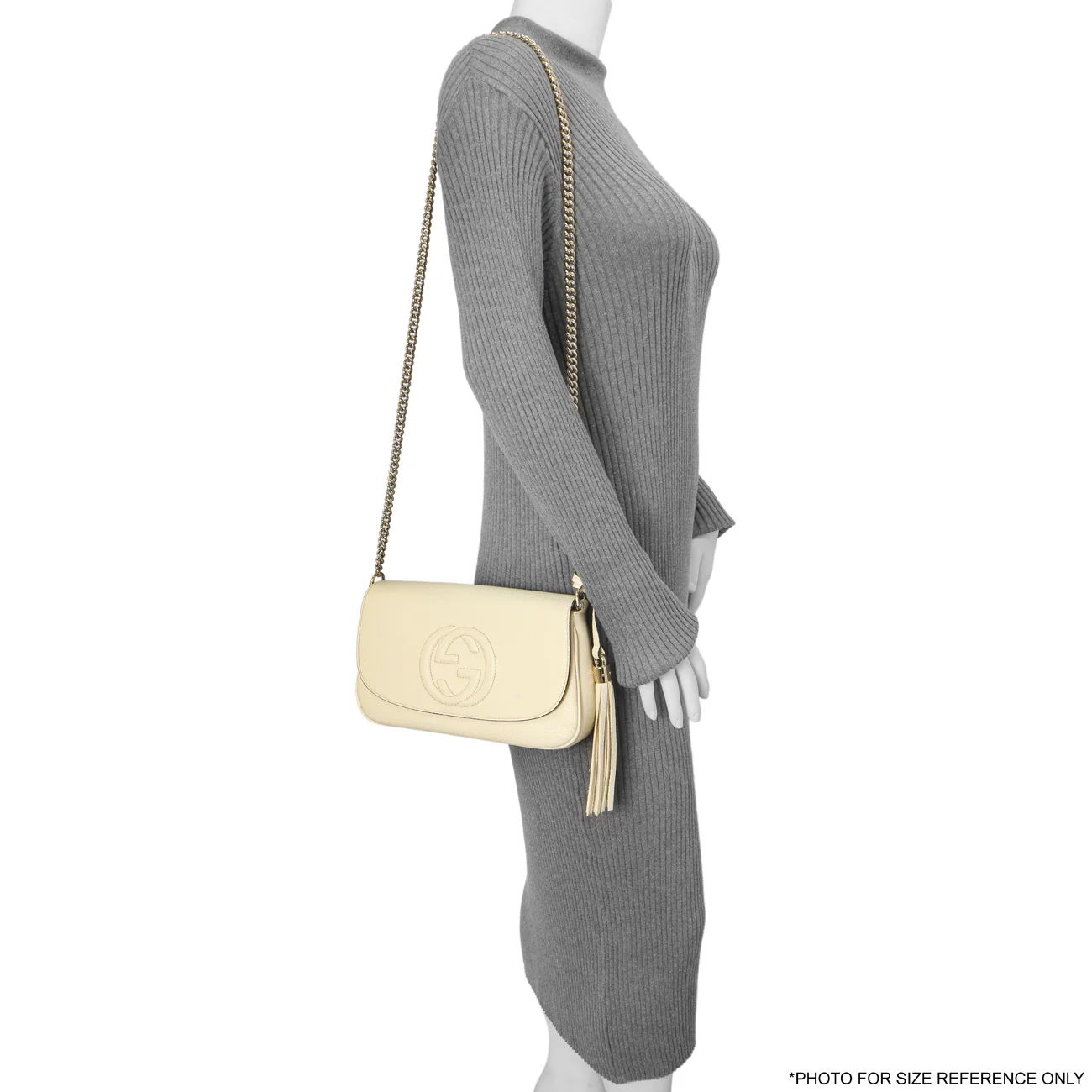 Gucci Ivory Pebbled Calfskin Medium Soho Flap Crossbody - Image 13