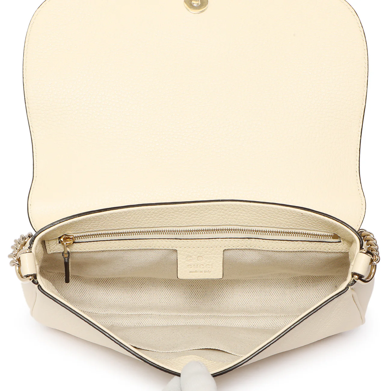Gucci Ivory Pebbled Calfskin Medium Soho Flap Crossbody - Image 8