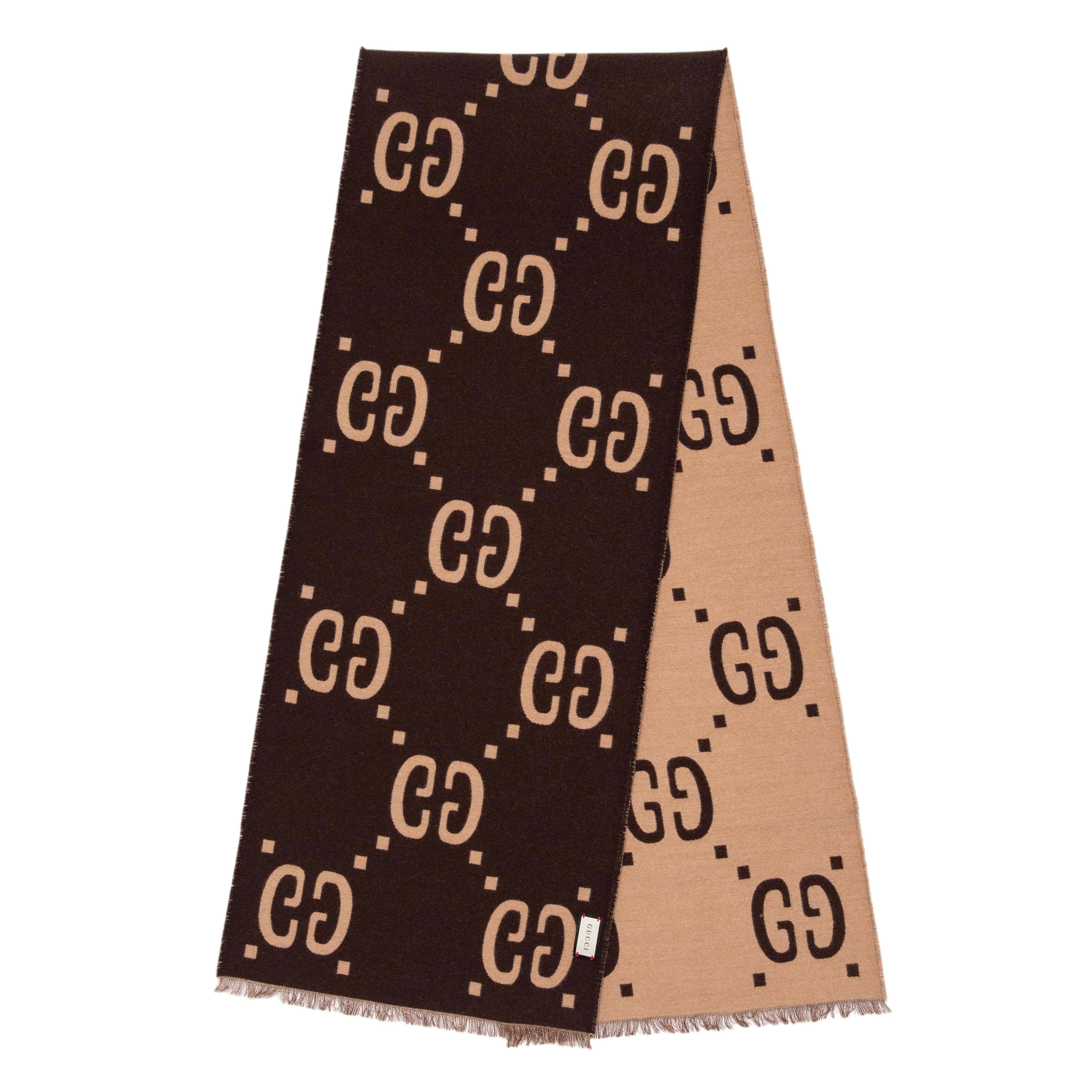 Gucci Jacquard Wool Silk Monogram Jumbo GG Scarf