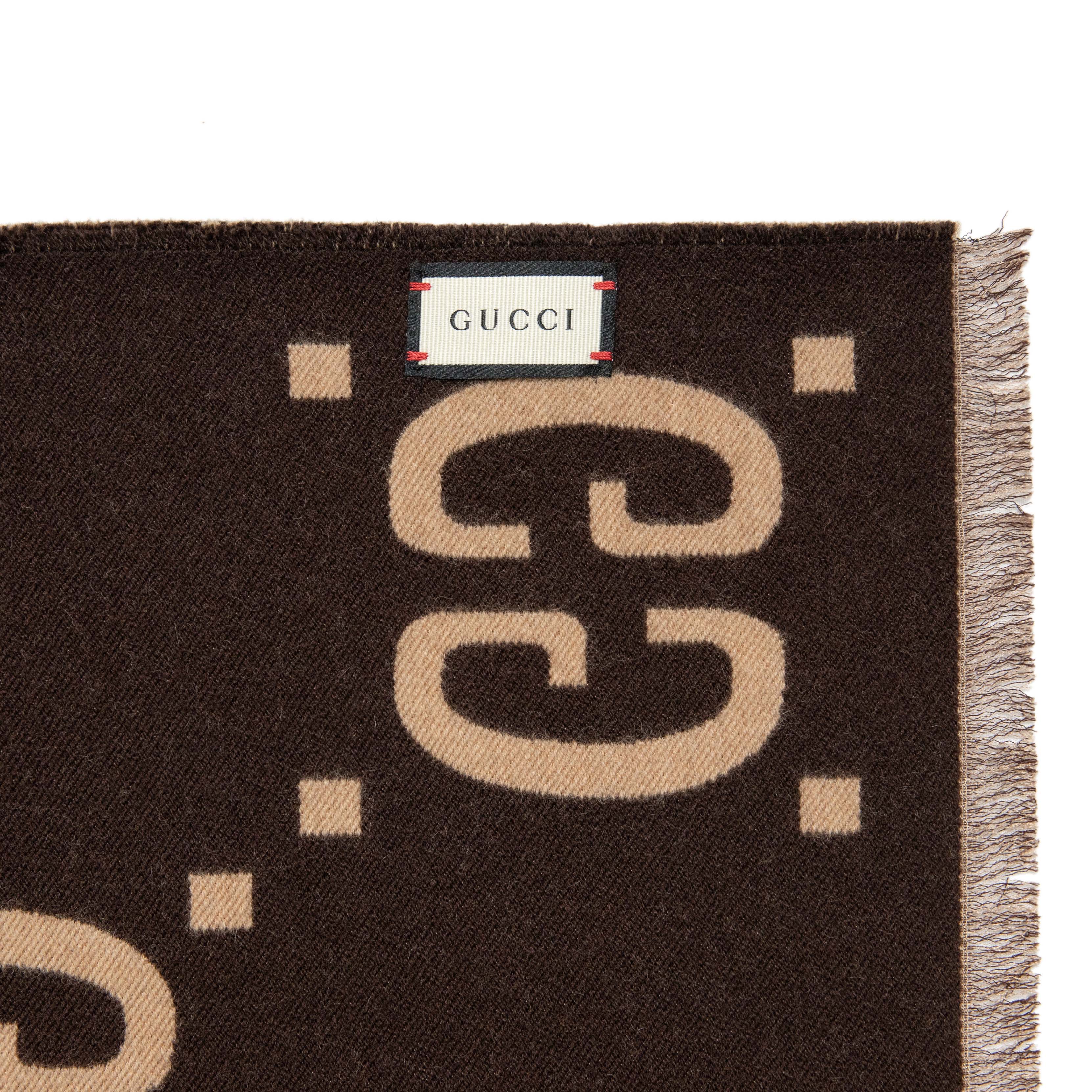 Gucci Jacquard Wool Silk Monogram Jumbo GG Scarf - Image 3