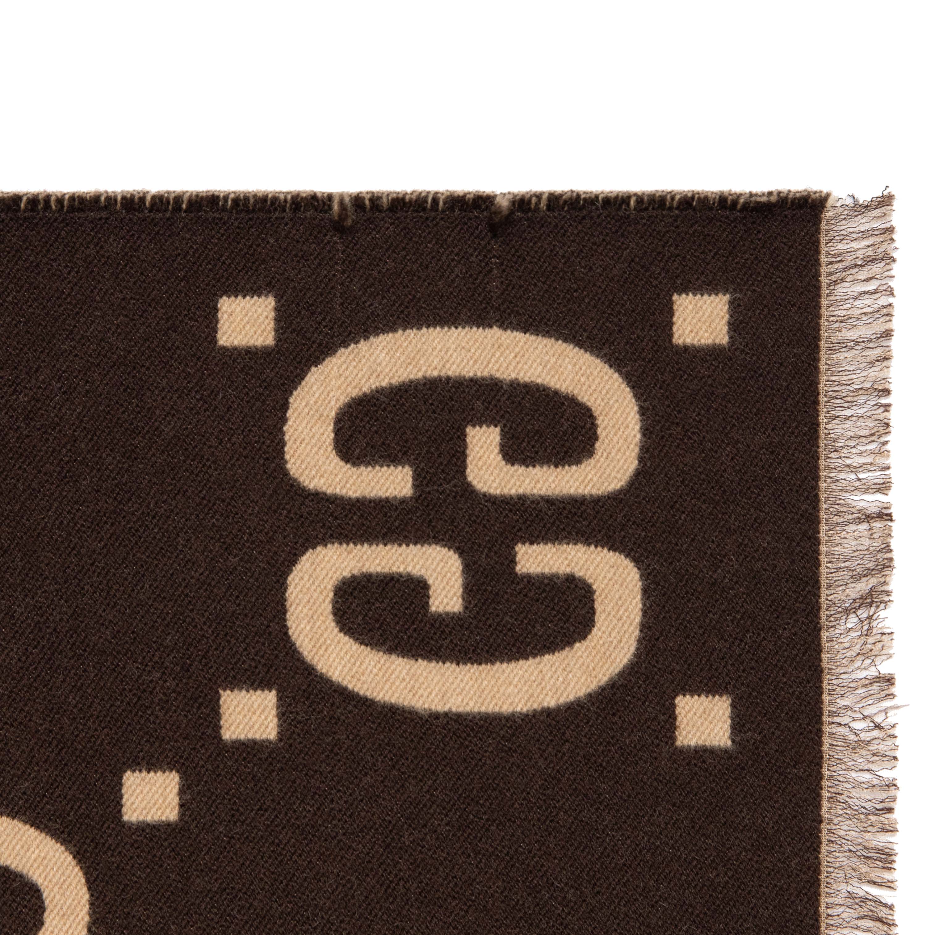 Gucci Jacquard Wool Silk Monogram Jumbo GG Scarf - Image 4