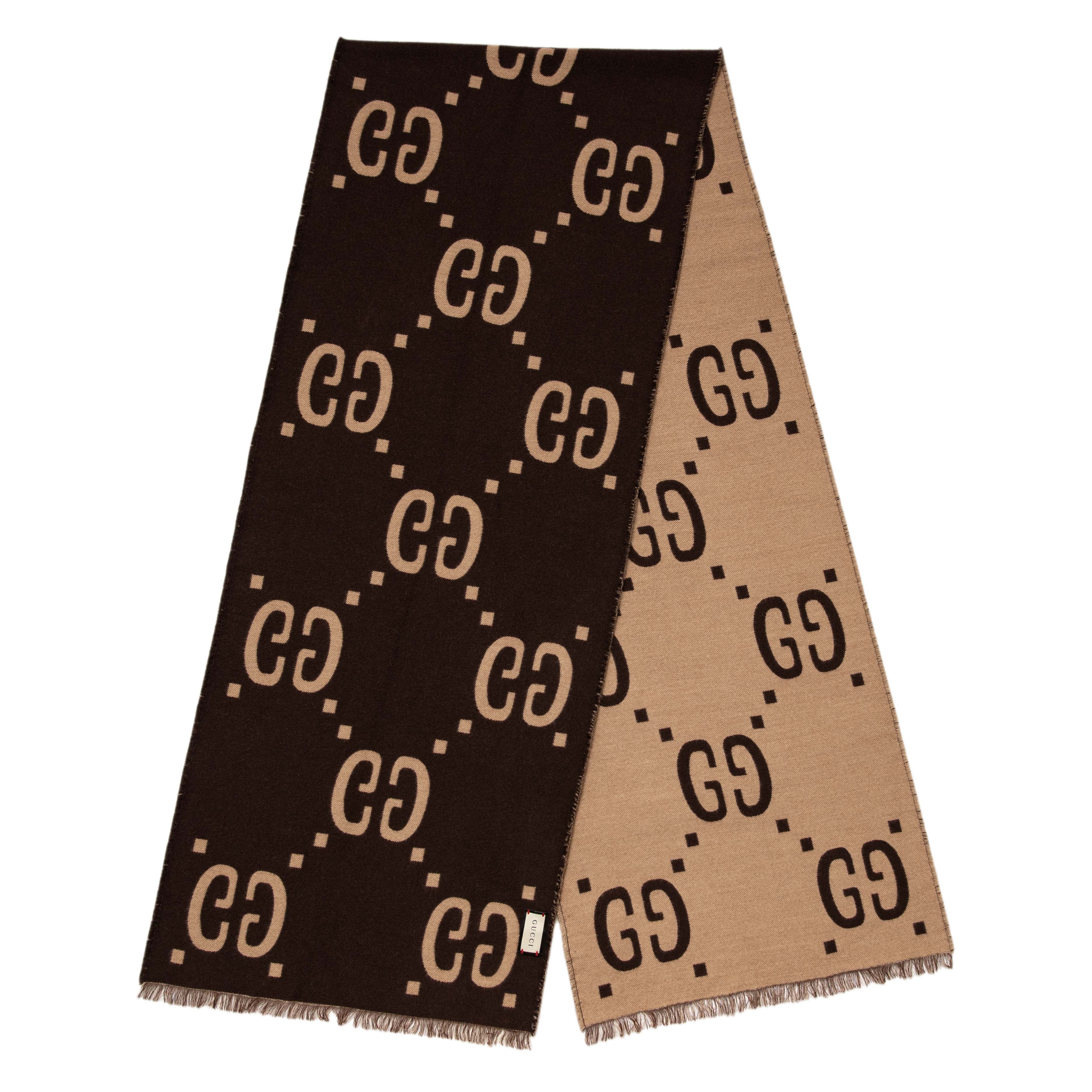Gucci Jacquard Wool Silk Monogram Jumbo GG Scarf - Image 2