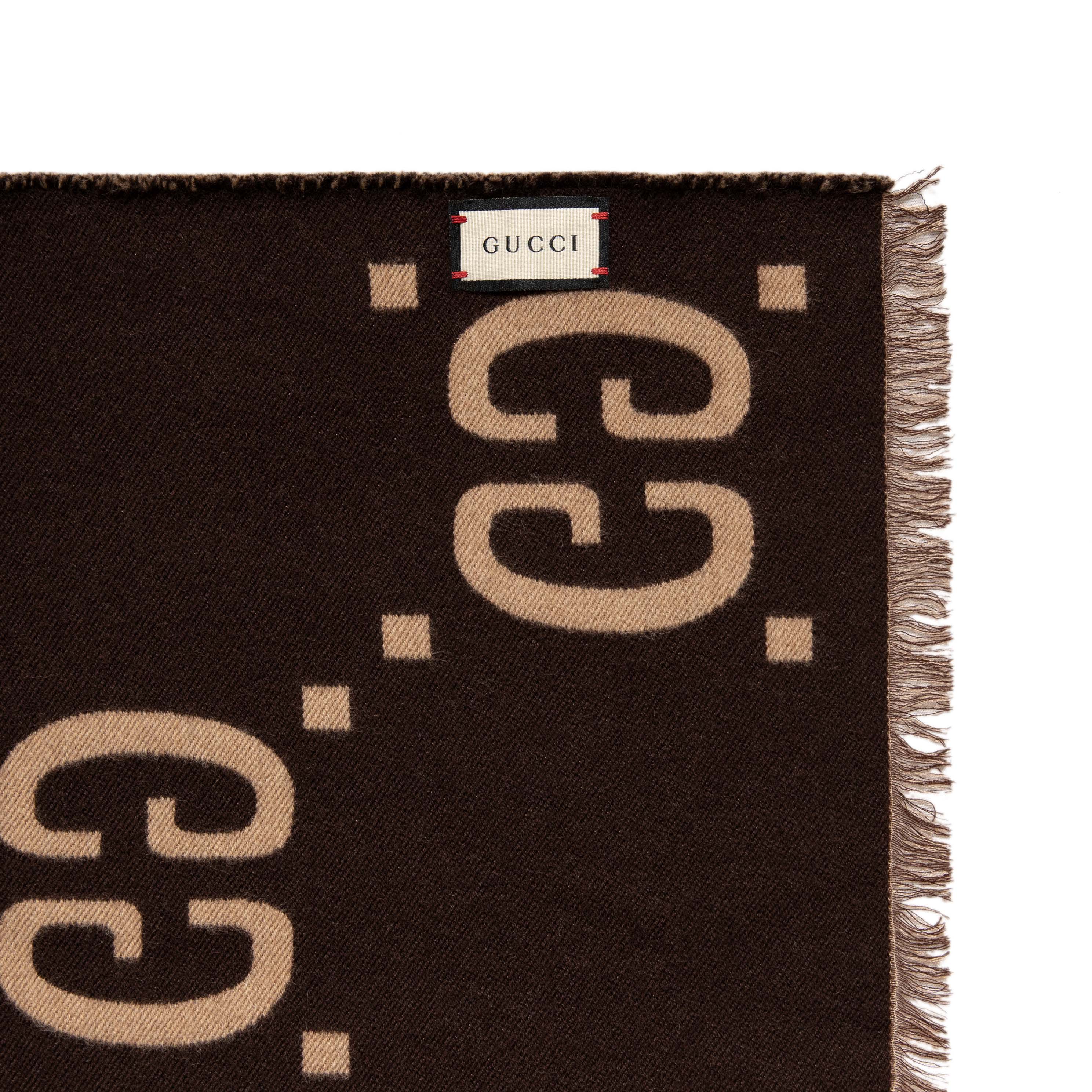 Gucci Jacquard Wool Silk Monogram Jumbo GG Scarf - Image 3