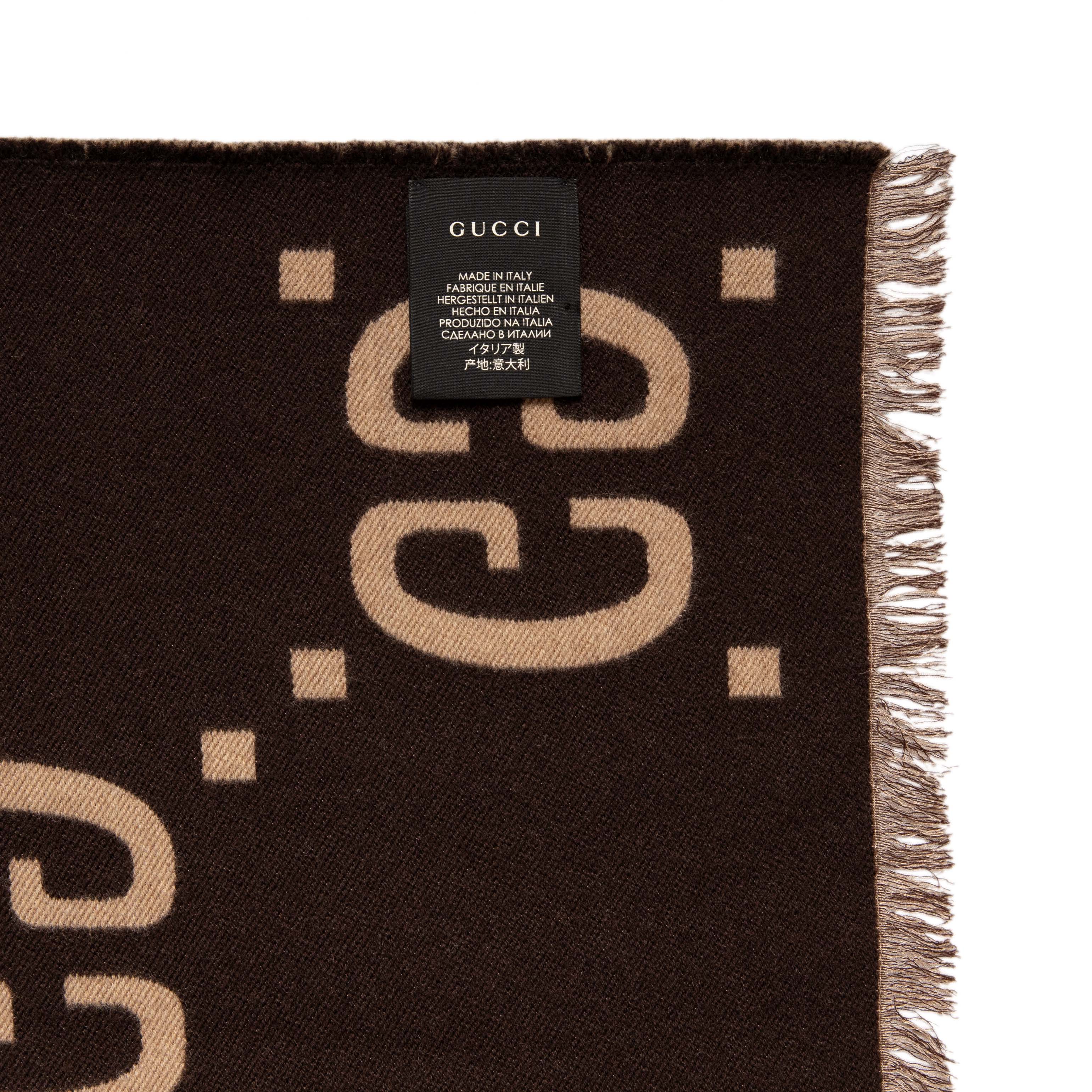 Gucci Jacquard Wool Silk Monogram Jumbo GG Scarf - Image 4