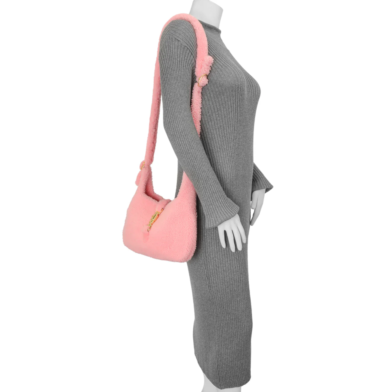 Gucci Lotus Pink Shearling Small Jackie 1961 Shoulder Bag - Image 8