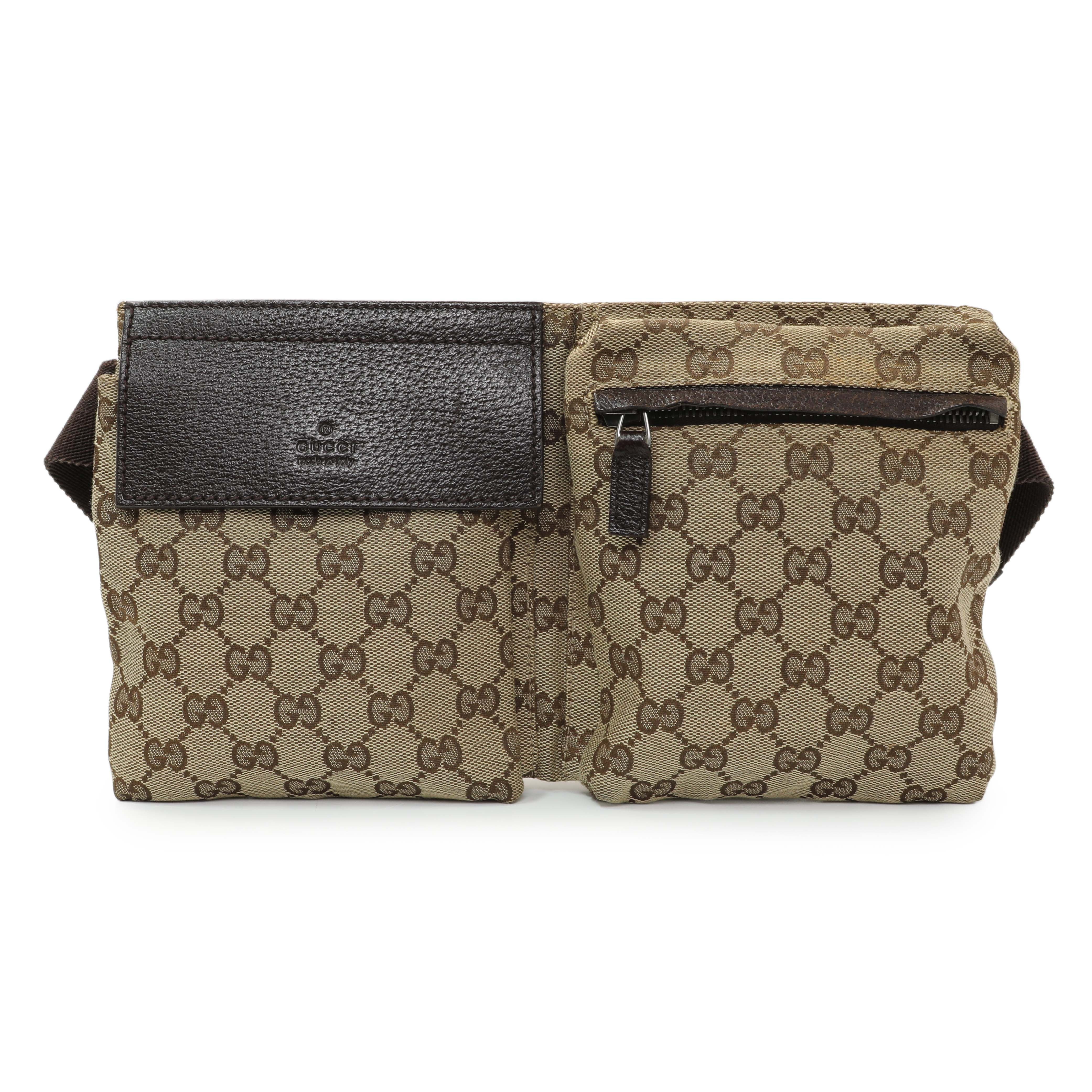 Gucci Monogram Double Pocket Belt Bag