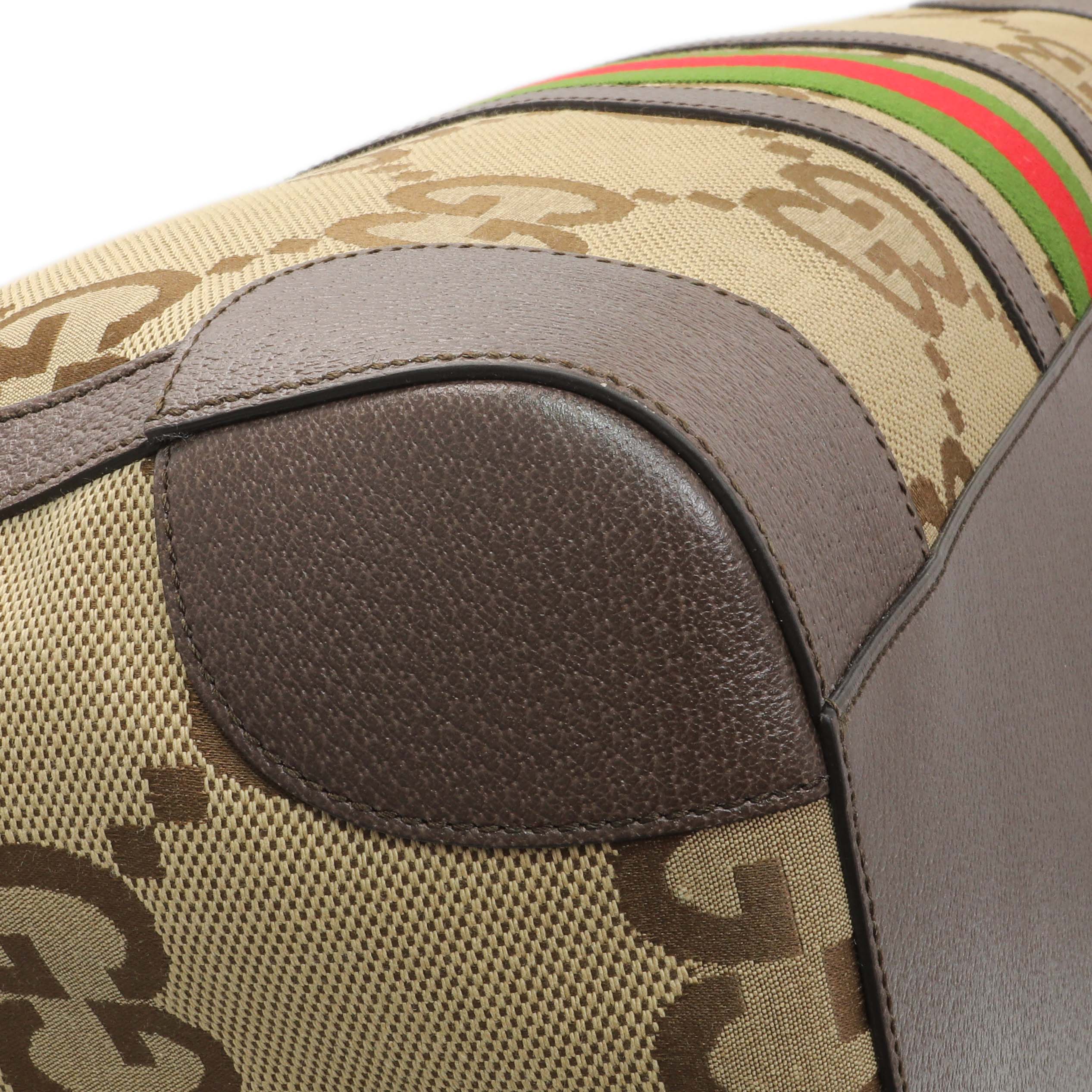 Gucci Monogram Jumbo GG Textured Dollar Calfskin Web Large Duffle Bag - Image 4