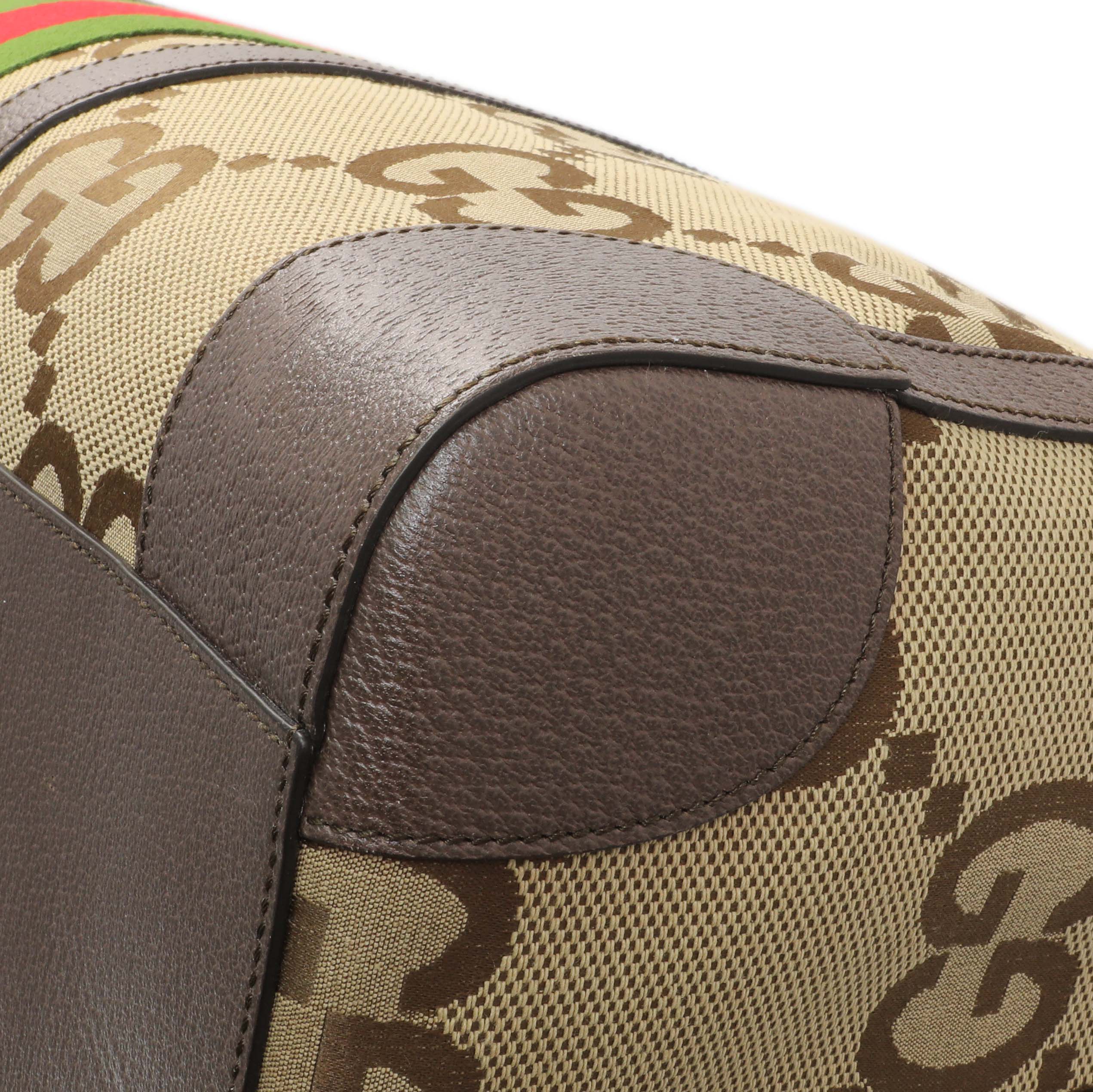 Gucci Monogram Jumbo GG Textured Dollar Calfskin Web Large Duffle Bag - Image 7