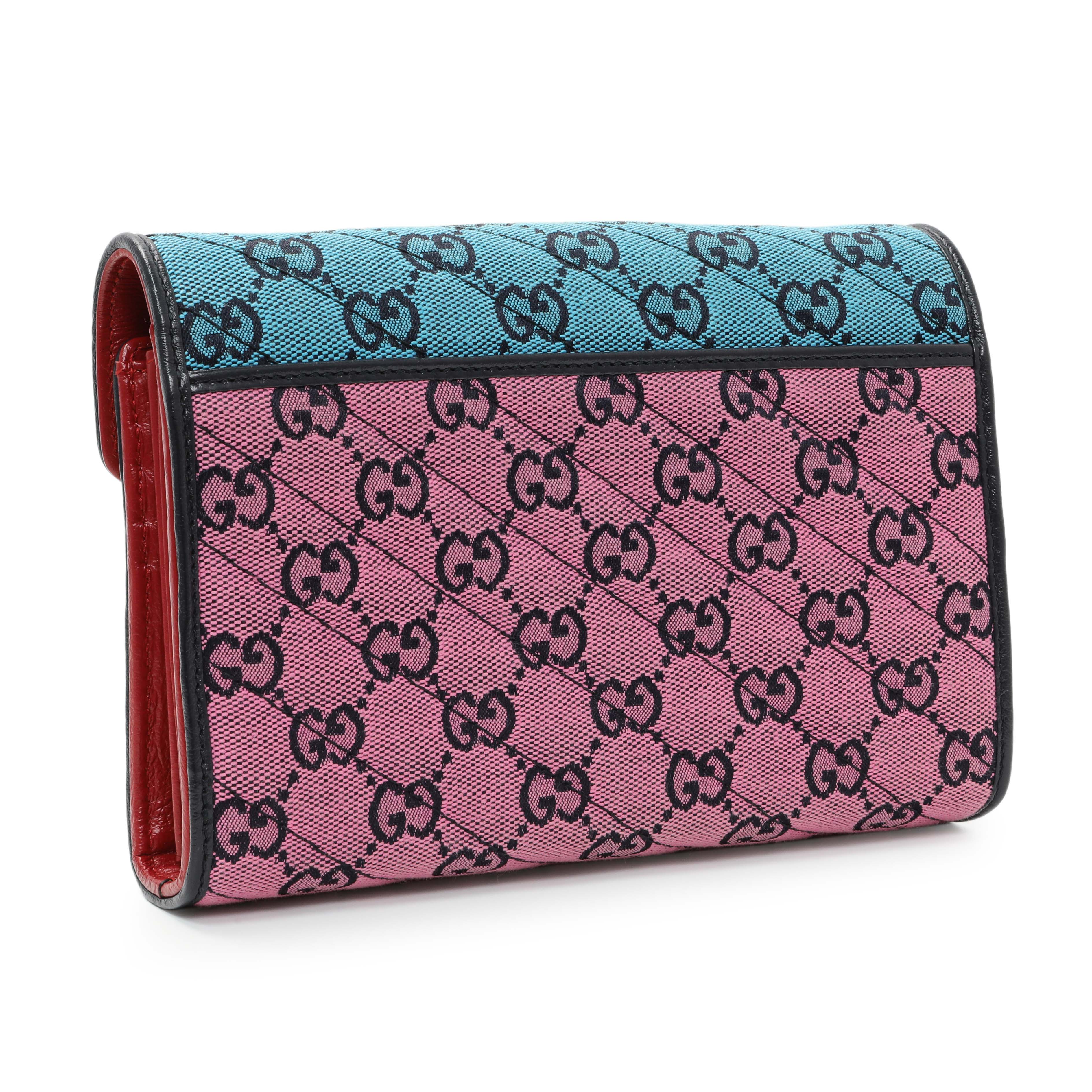 Gucci Monogram Multicolor Matelasse Diagonal GG Marmont Chain Wallet - Image 2
