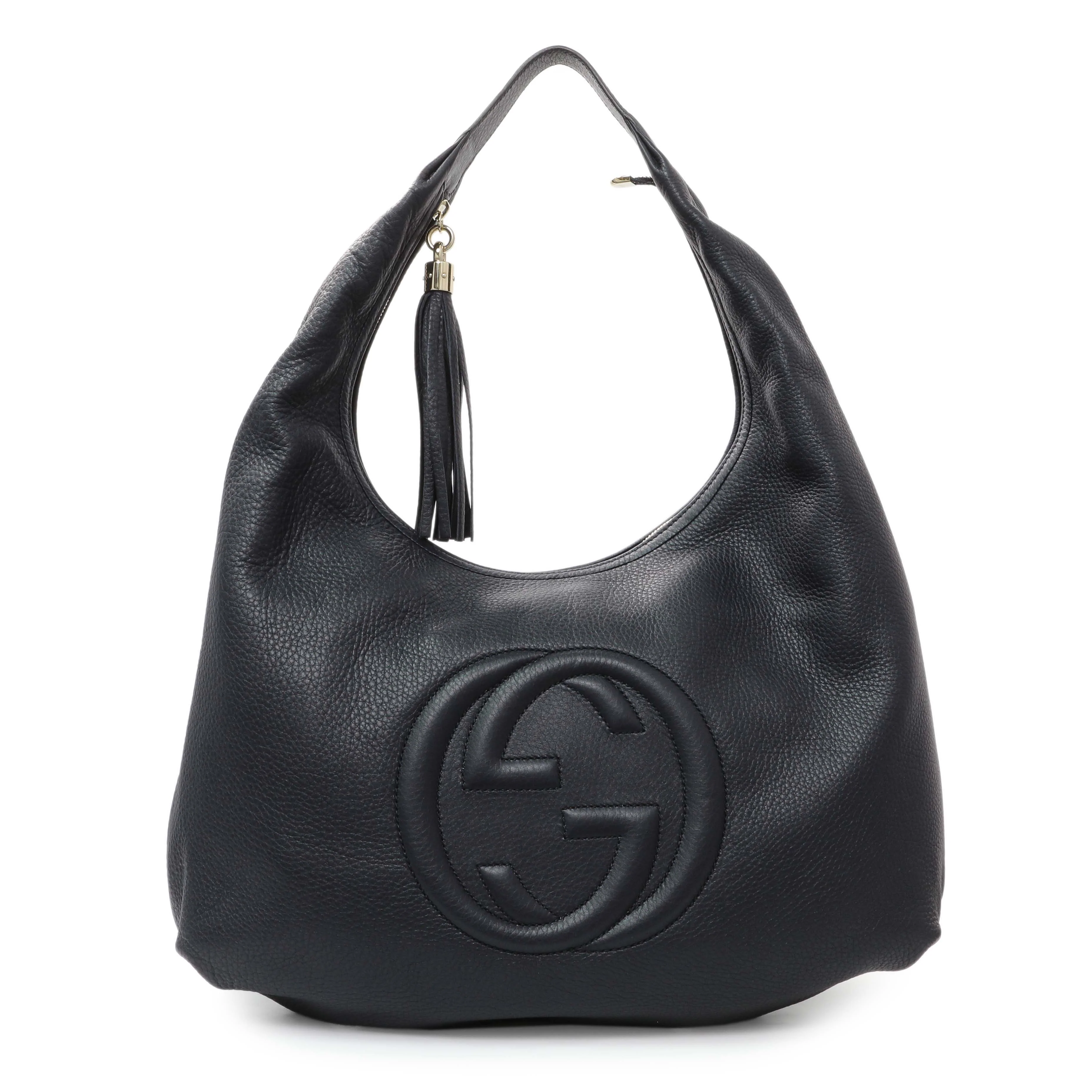 Gucci Navy Blue Pebbled Calfskin Soho Hobo