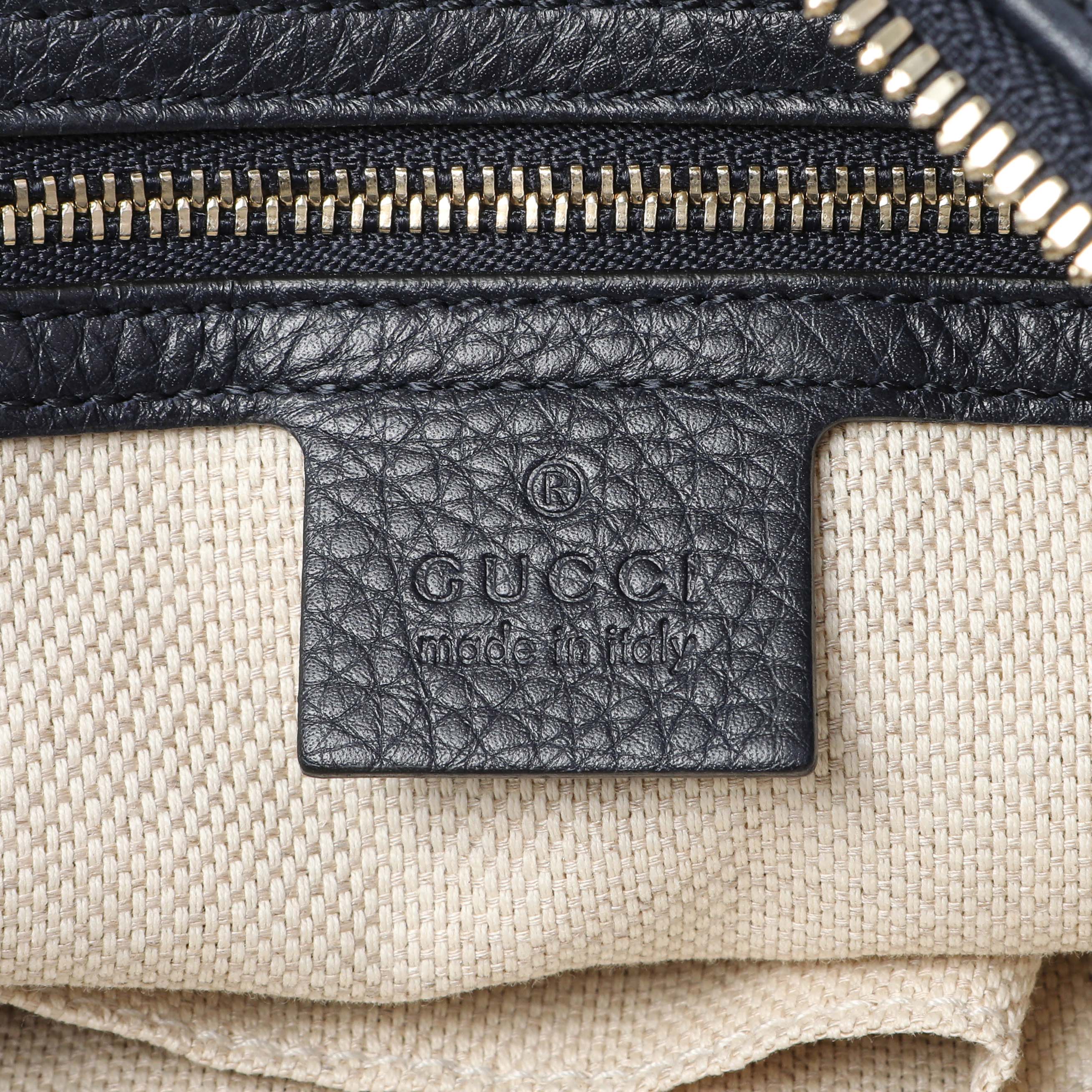 Gucci Navy Blue Pebbled Calfskin Soho Hobo - Image 5