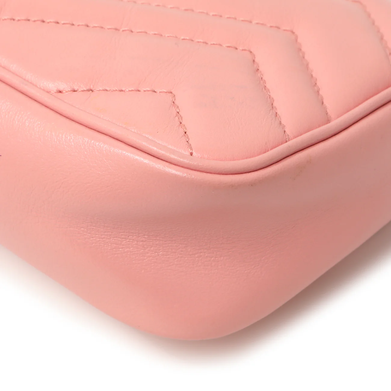 Gucci Pink Calfskin Matelasse Super Mini GG Marmont - Image 7