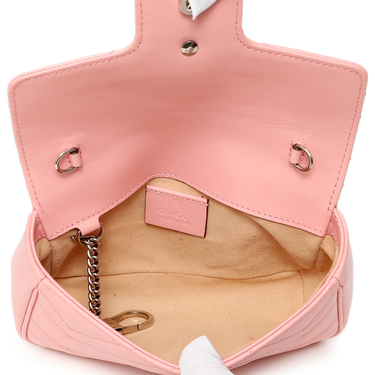 Gucci Pink Calfskin Matelasse Super Mini GG Marmont - Image 8