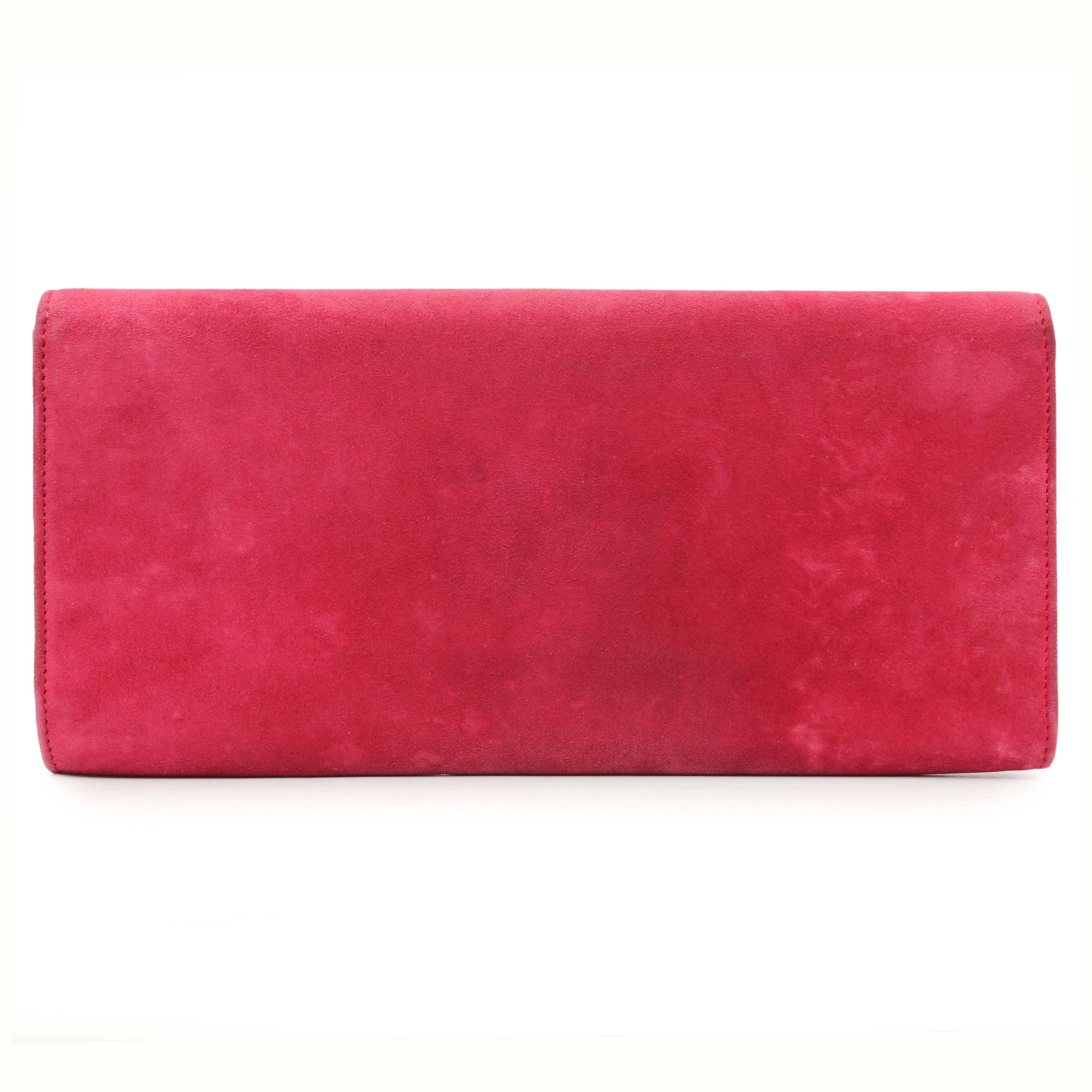 Gucci Pink Suede Crystal Interlocking Clutch - Image 2