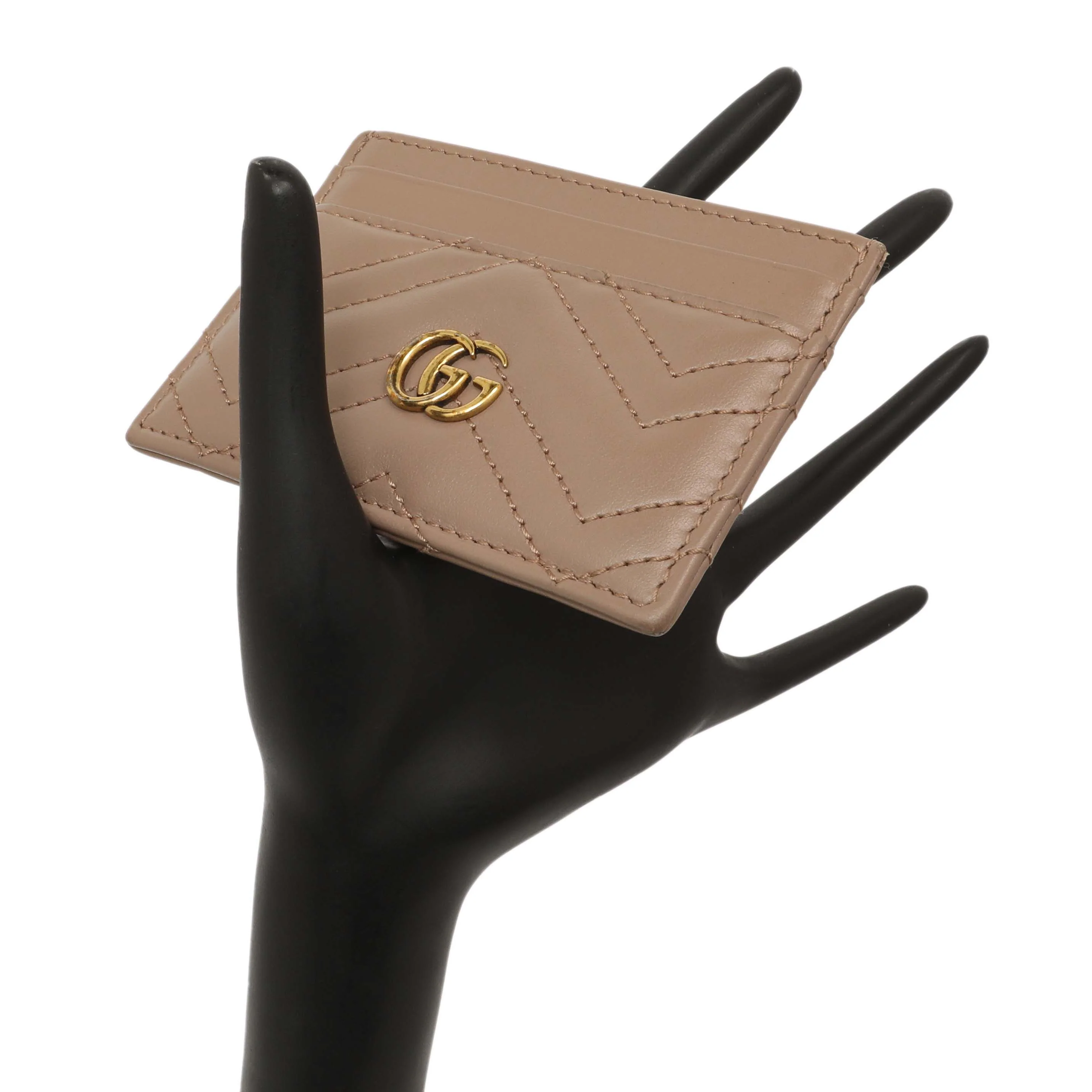 Gucci Porcelain Rose Calfskin Matelasse GG Marmont Card Holder - Image 14