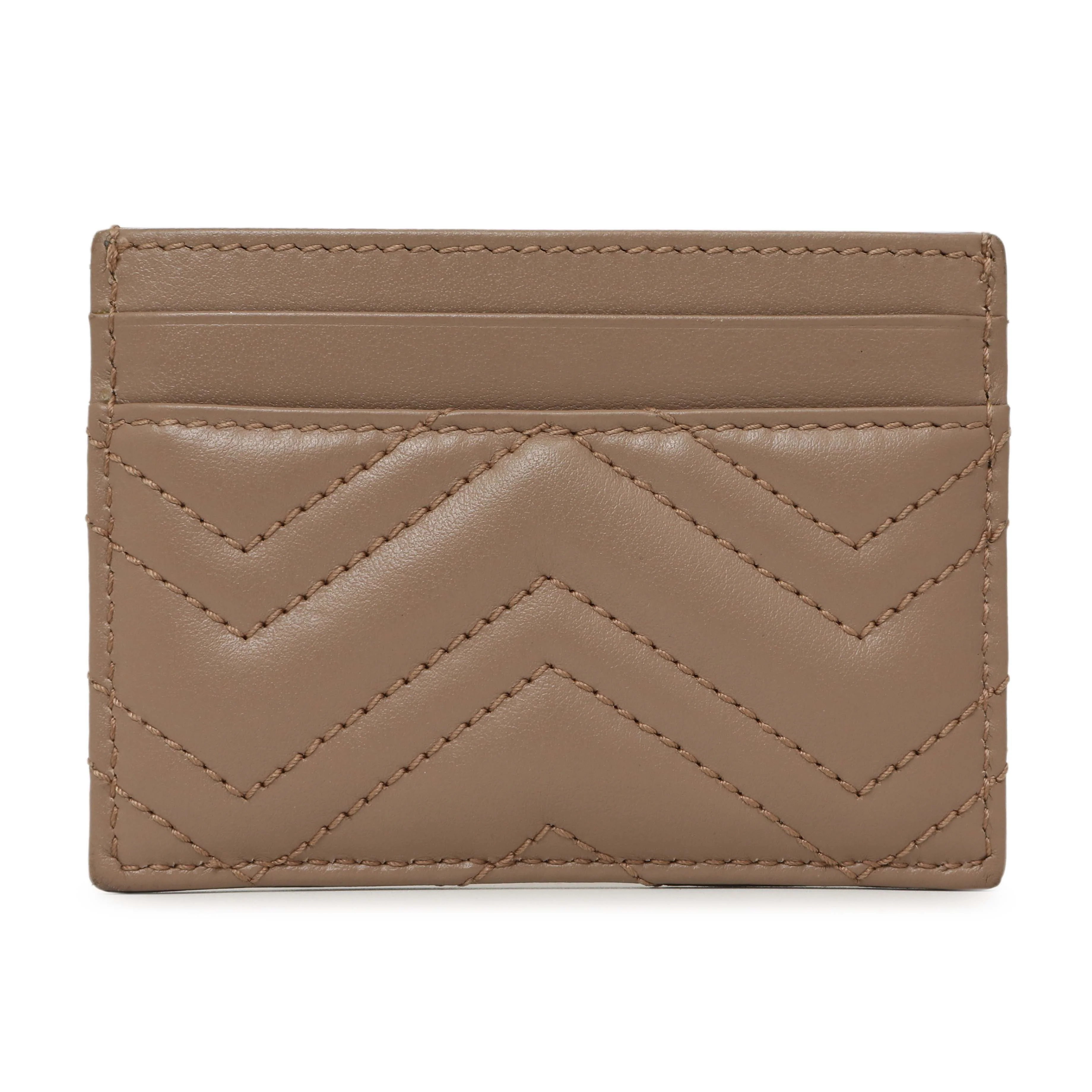 Gucci Porcelain Rose Calfskin Matelasse GG Marmont Card Holder - Image 2
