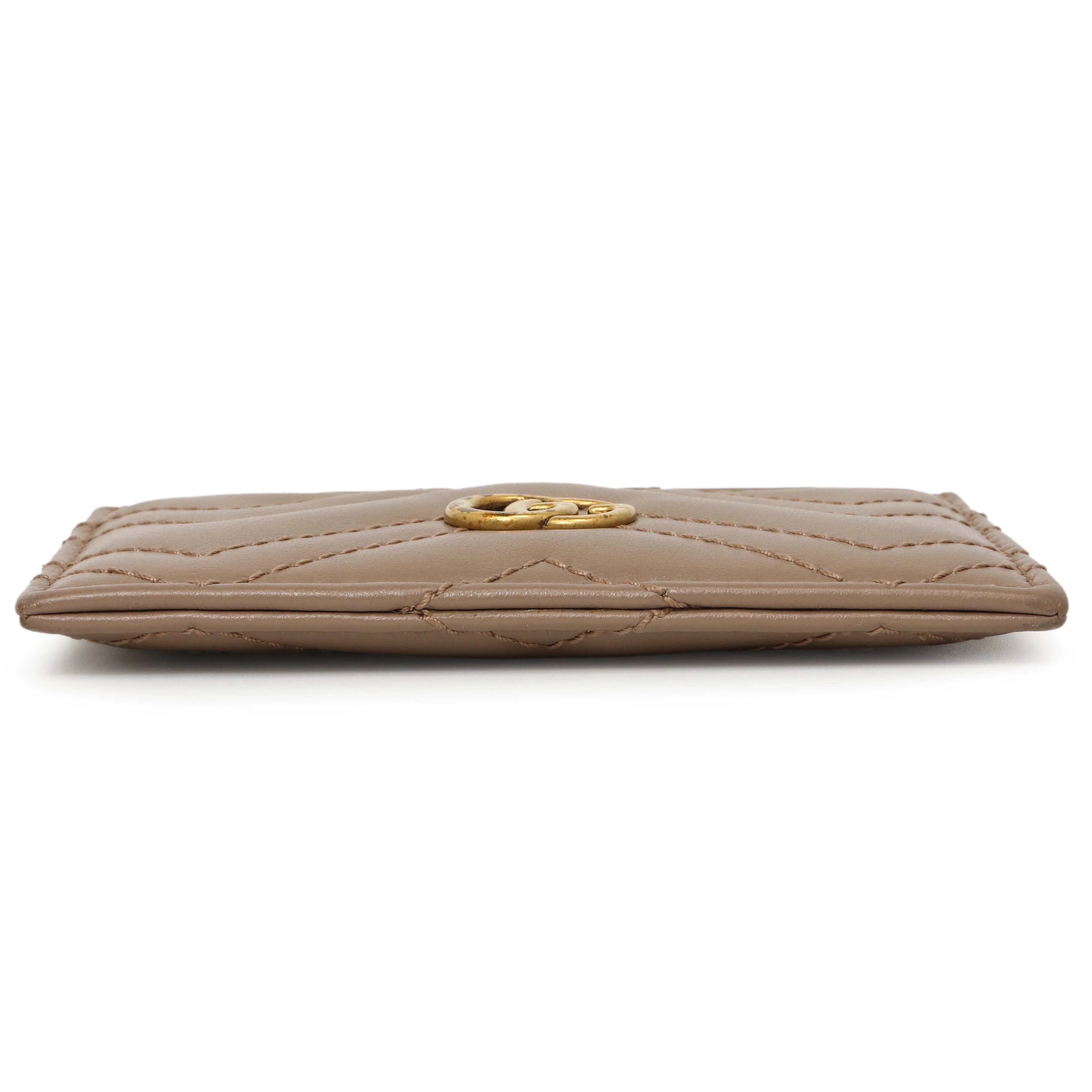 Gucci Porcelain Rose Calfskin Matelasse GG Marmont Card Holder - Image 3