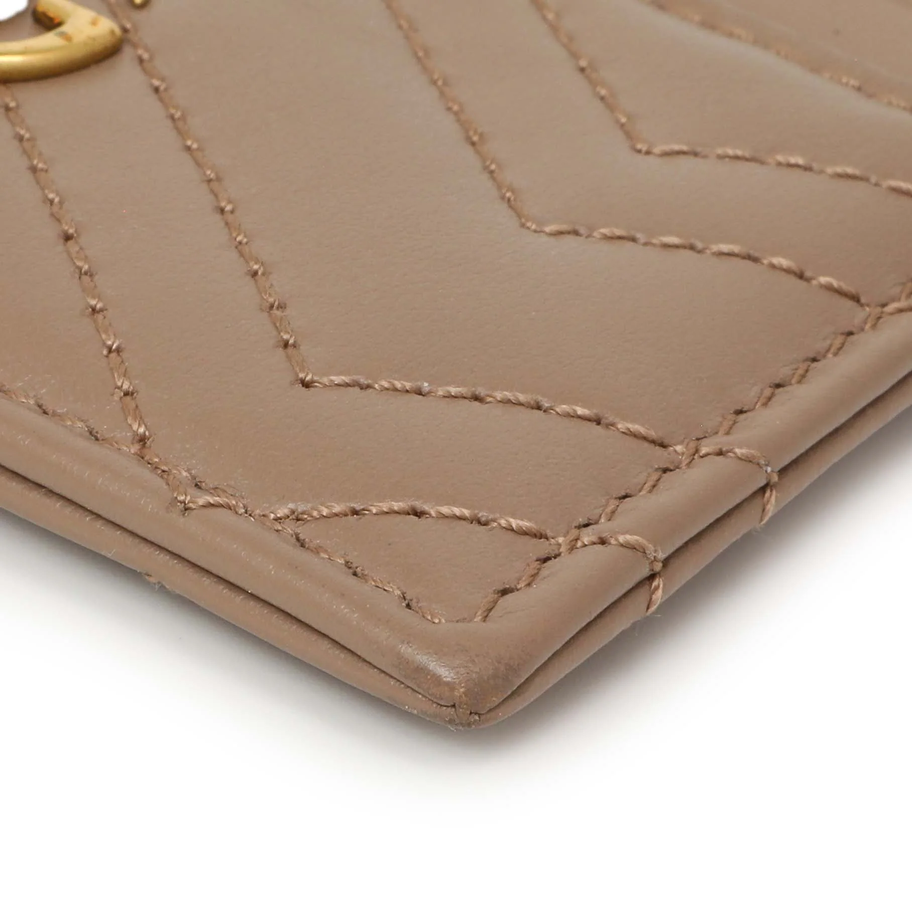 Gucci Porcelain Rose Calfskin Matelasse GG Marmont Card Holder - Image 5