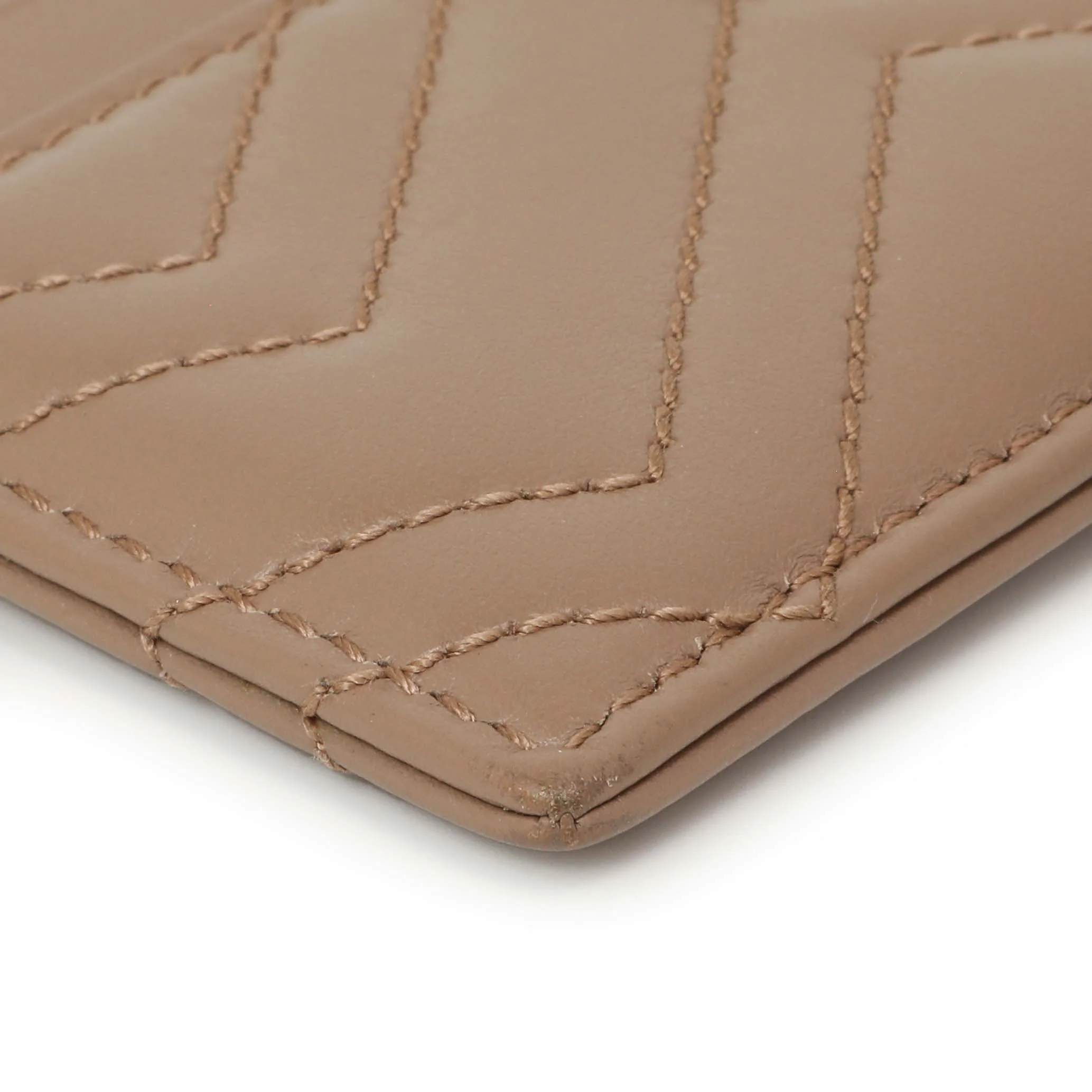 Gucci Porcelain Rose Calfskin Matelasse GG Marmont Card Holder - Image 6