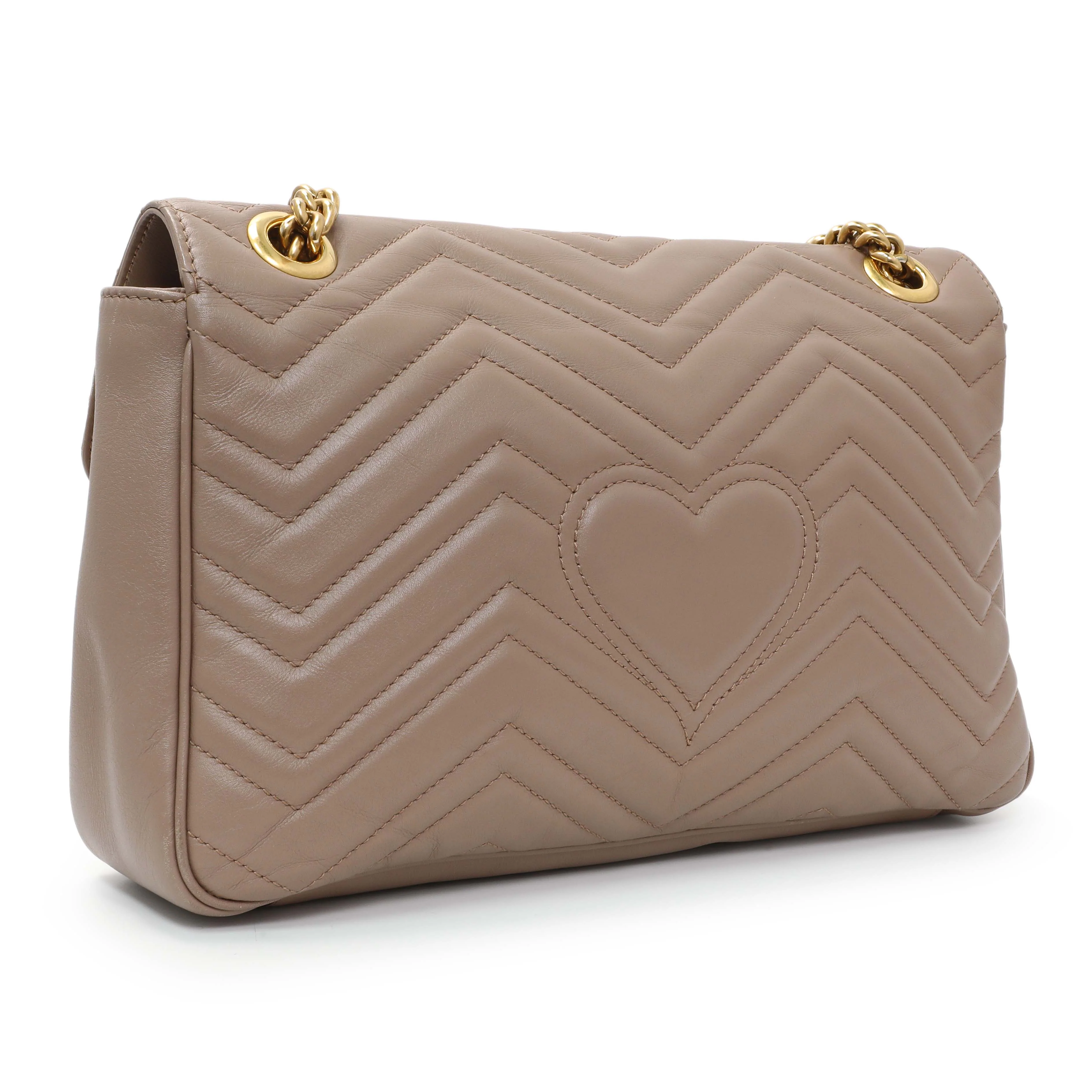 Gucci Porcelain Rose Calfskin Matelasse Medium GG Marmont Shoulder Bag - Image 2