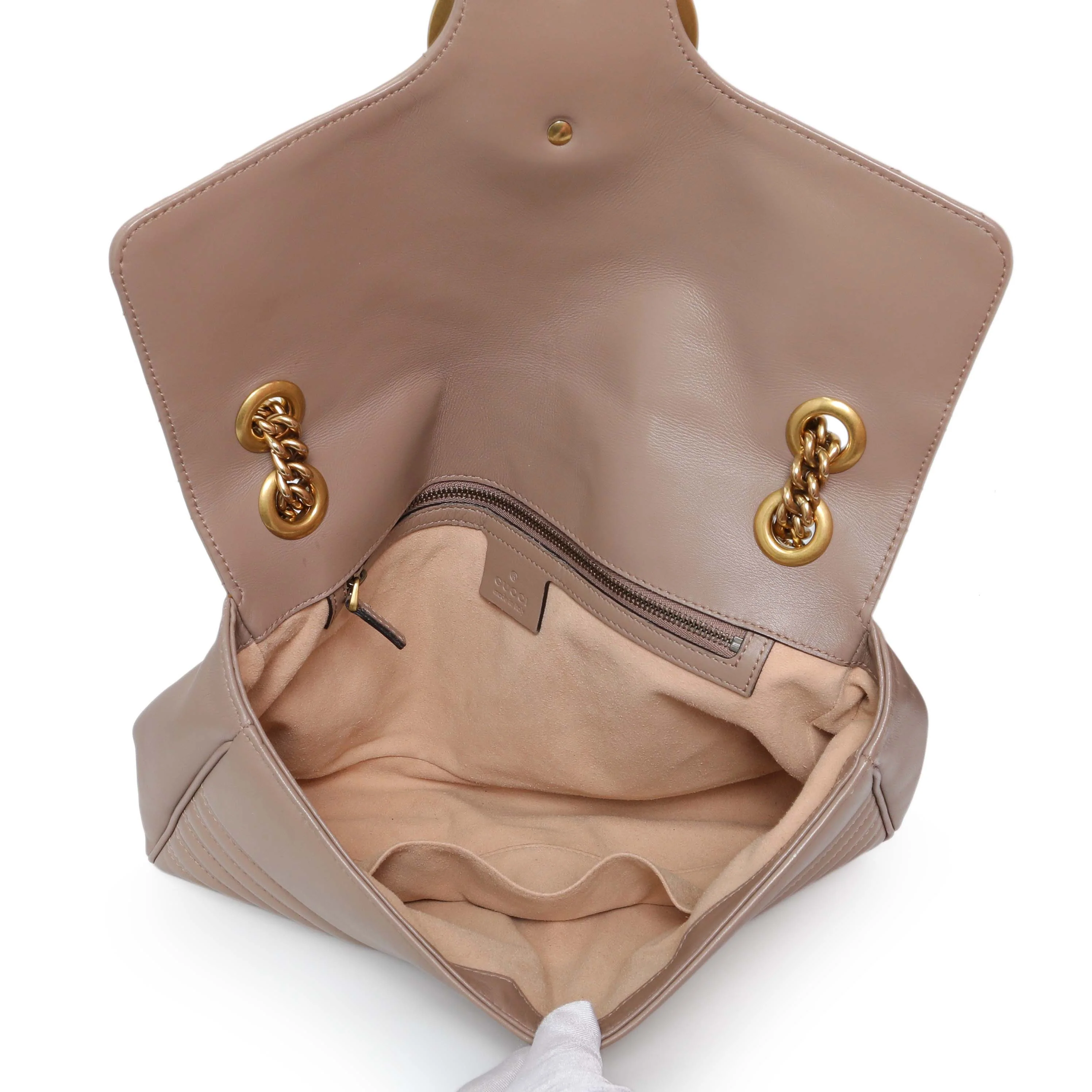 Gucci Porcelain Rose Calfskin Matelasse Medium GG Marmont Shoulder Bag - Image 8