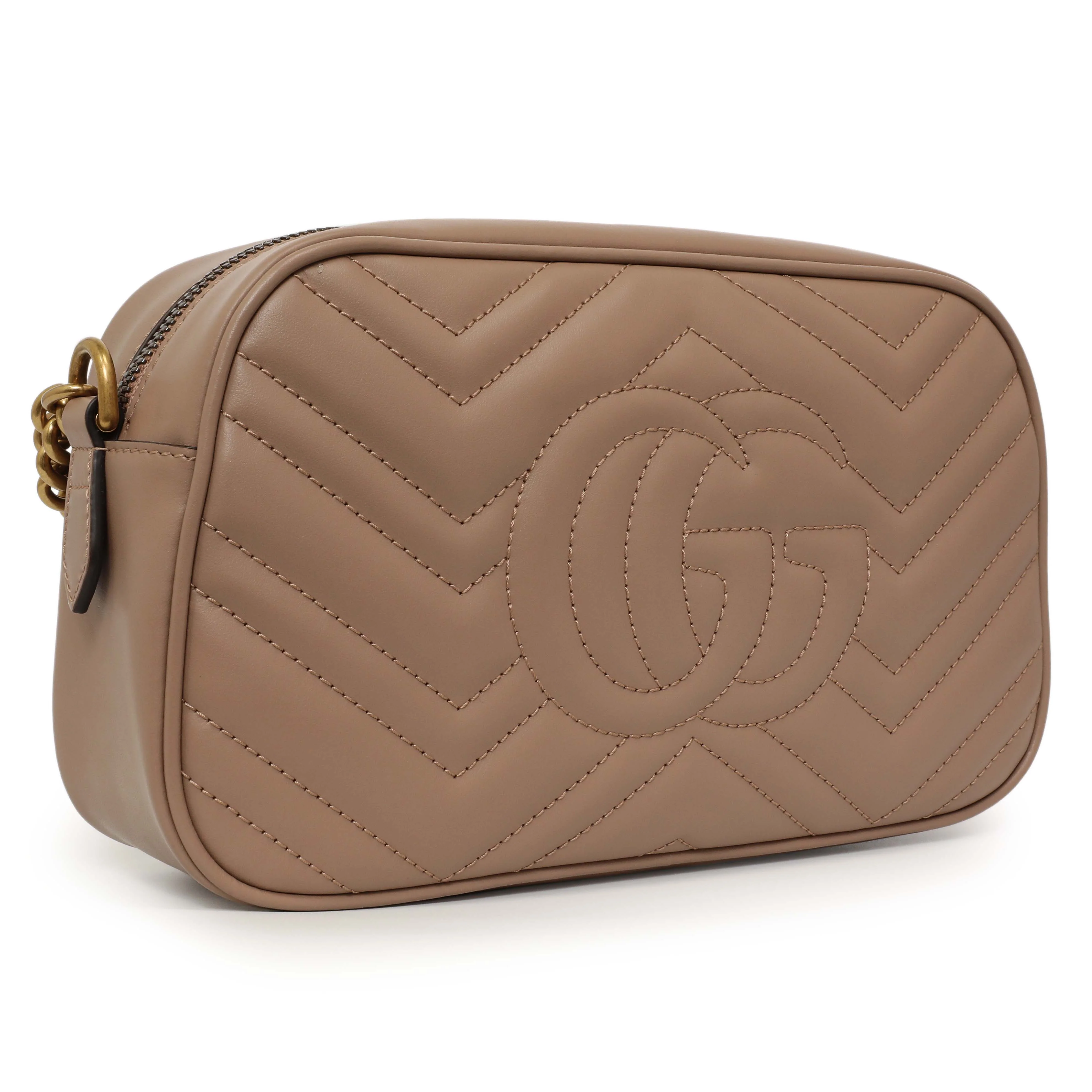 Gucci Porcelain Rose Calfskin Matelasse Small GG Marmont Chain Shoulder Bag - Image 3