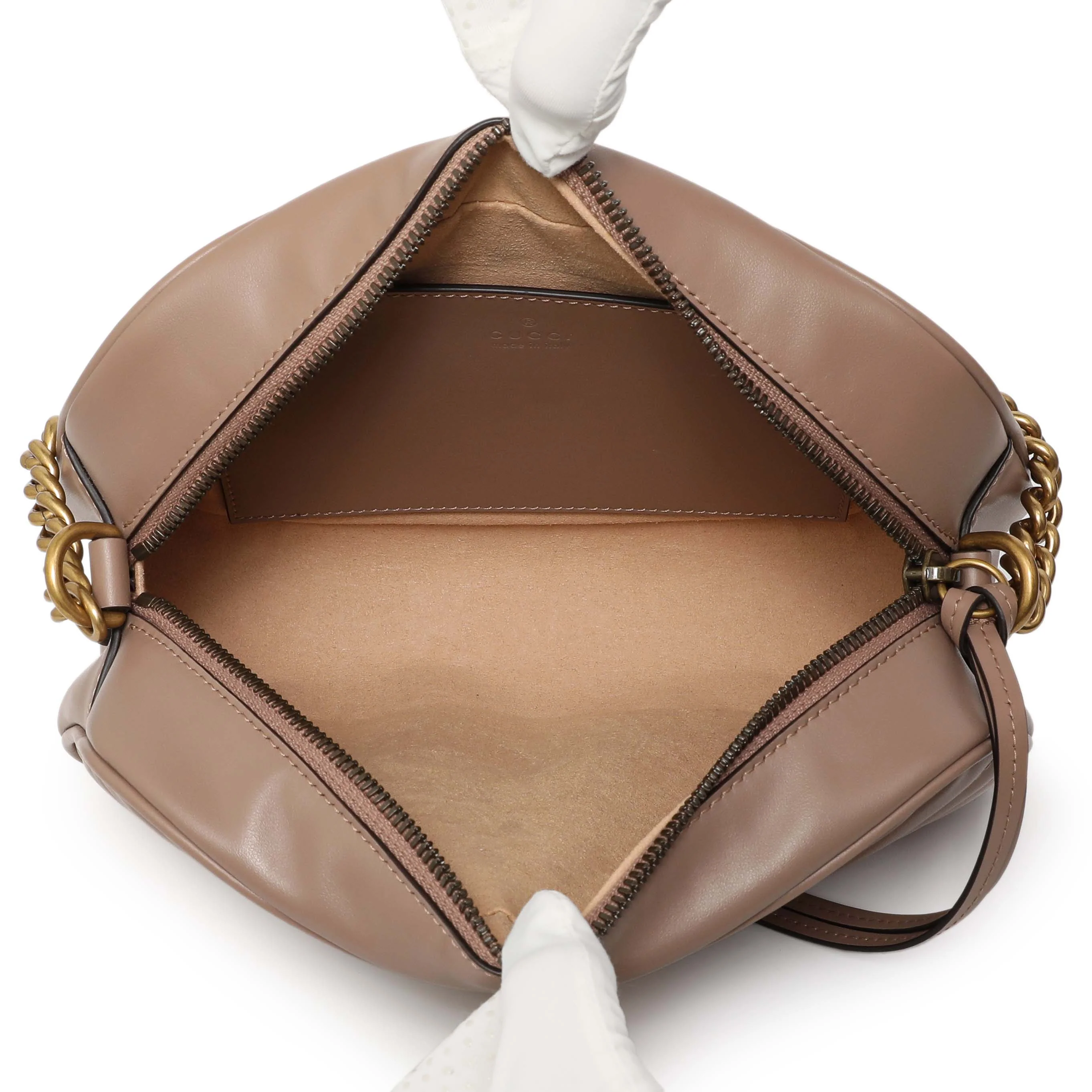 Gucci Porcelain Rose Calfskin Matelasse Small GG Marmont Chain Shoulder Bag - Image 5