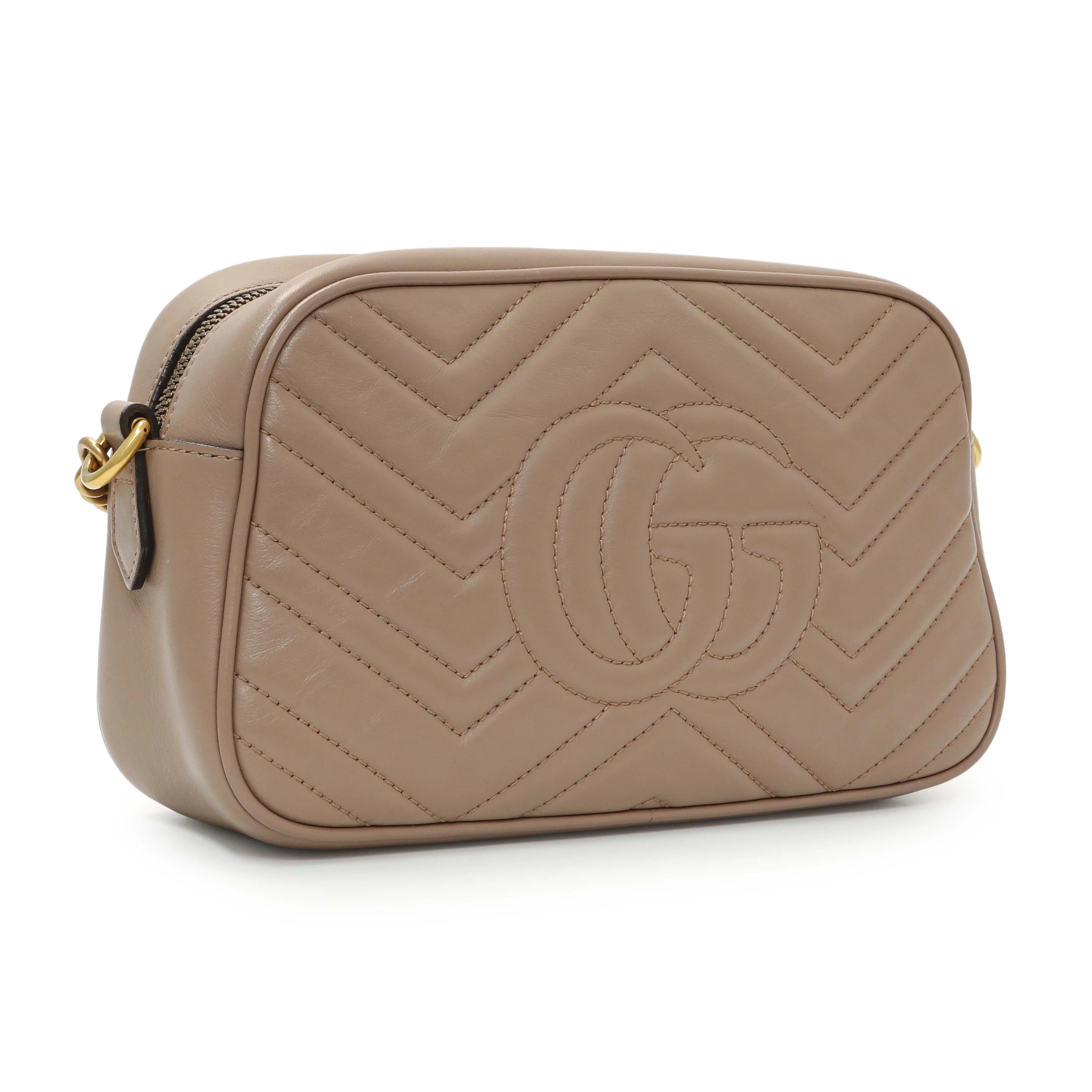 Gucci Porcelain Rose Calfskin Matelasse Small GG Marmont Chain Shoulder Bag - Image 2