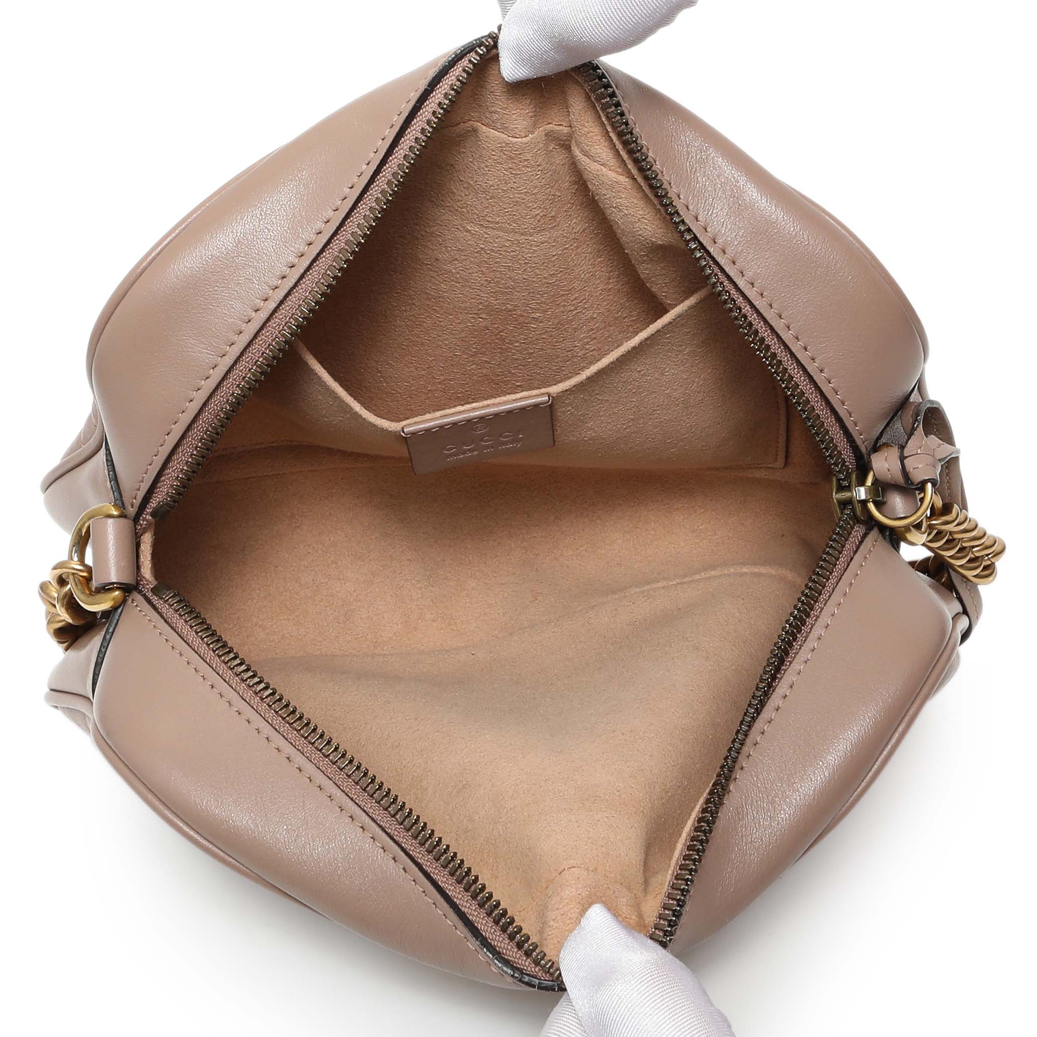 Gucci Porcelain Rose Calfskin Matelasse Small GG Marmont Chain Shoulder Bag - Image 8