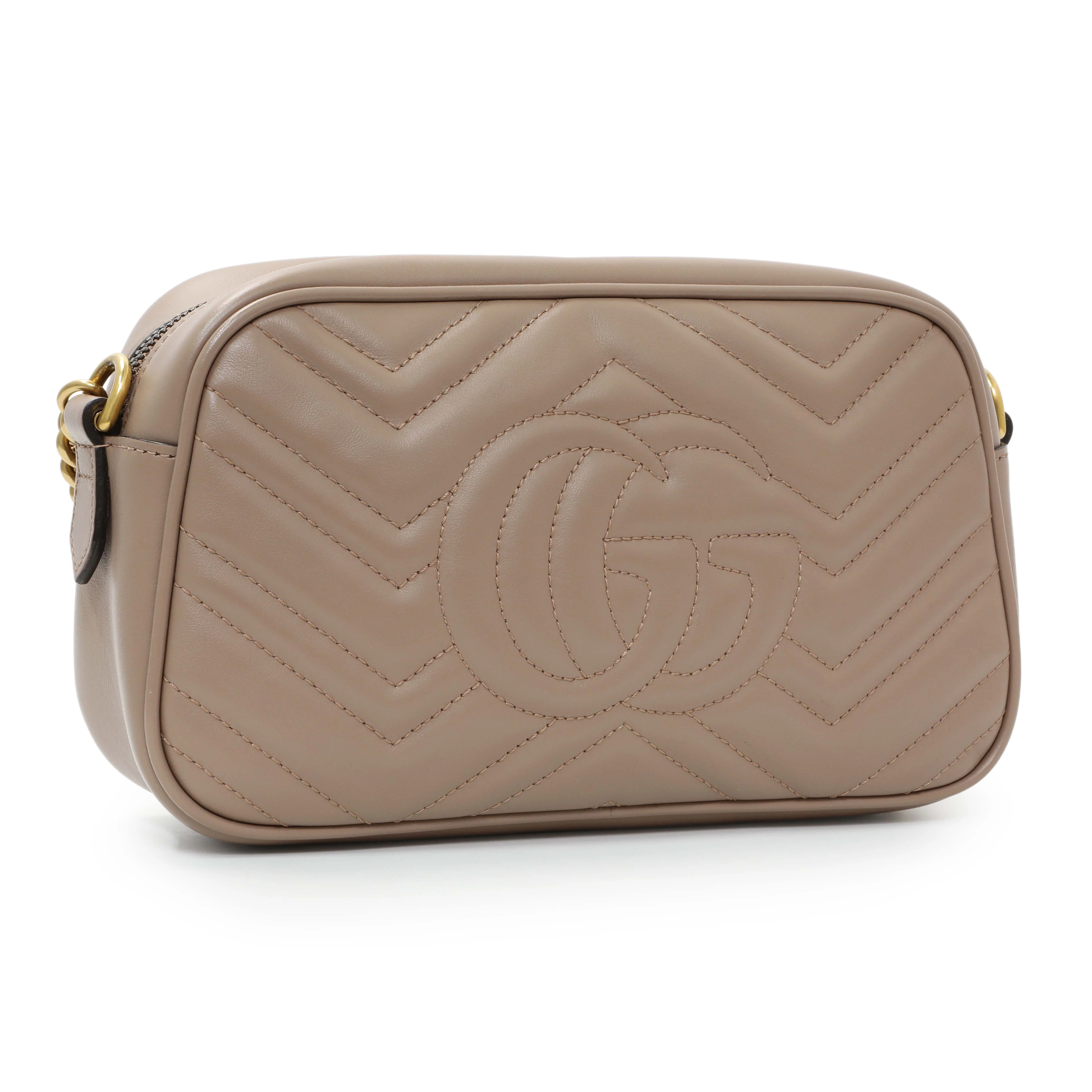Gucci Porcelain Rose Calfskin Matelasse Small GG Marmont Chain Shoulder Bag - Image 2