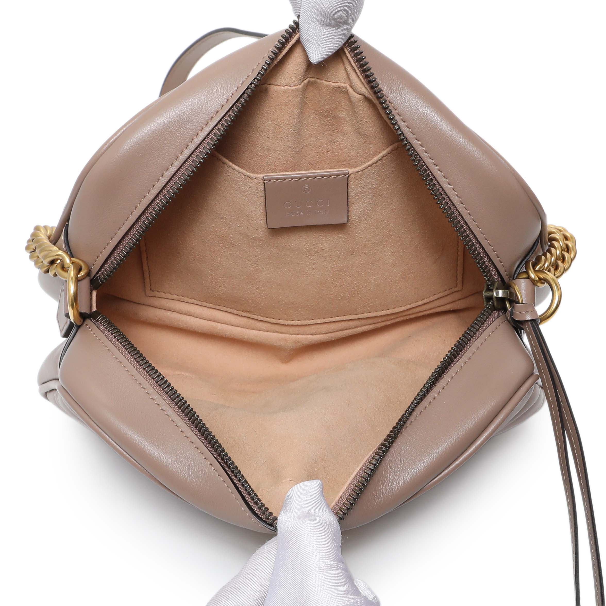 Gucci Porcelain Rose Calfskin Matelasse Small GG Marmont Chain Shoulder Bag - Image 4