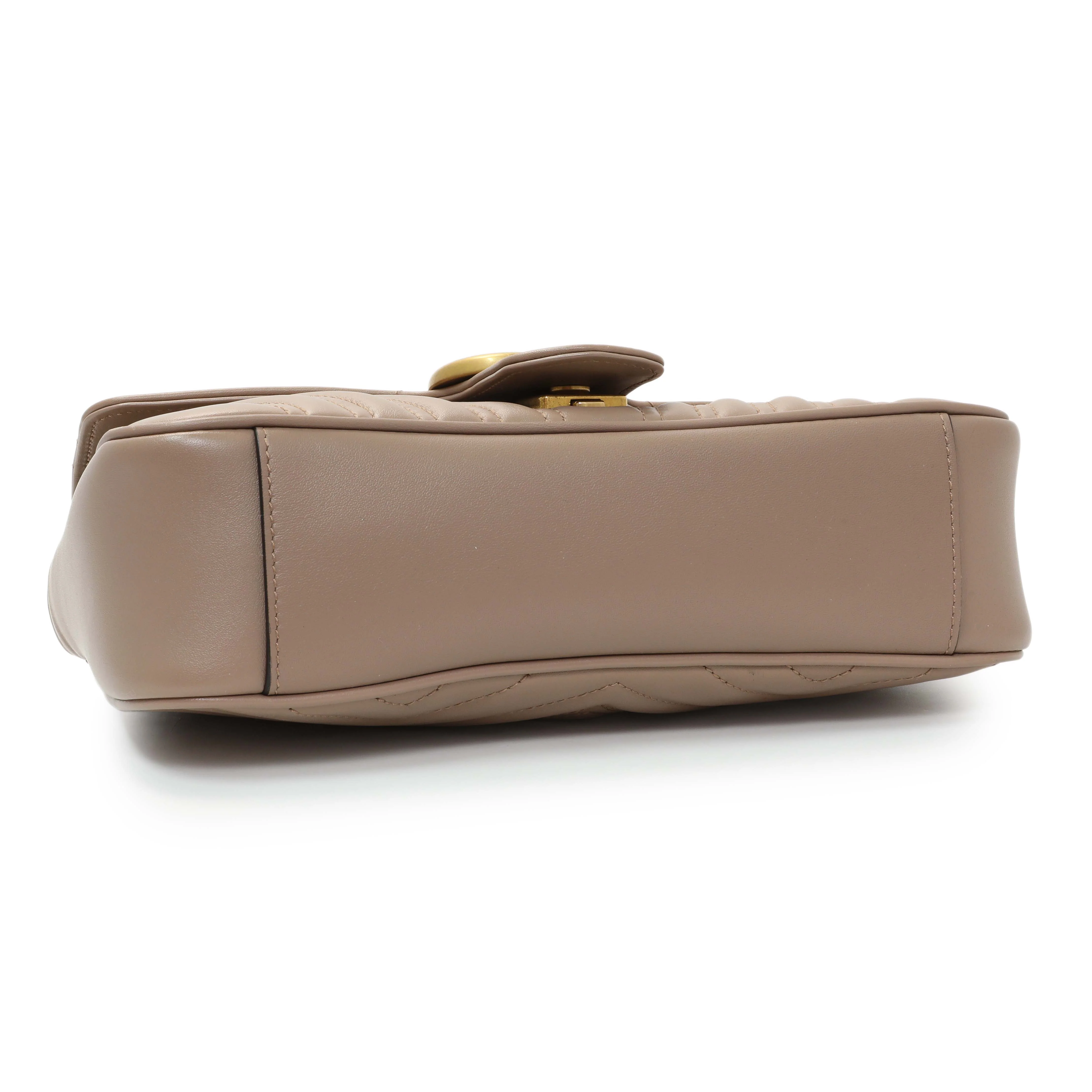 Gucci Porcelain Rose Calfskin Matelasse Small GG Marmont Shoulder Bag - Image 3