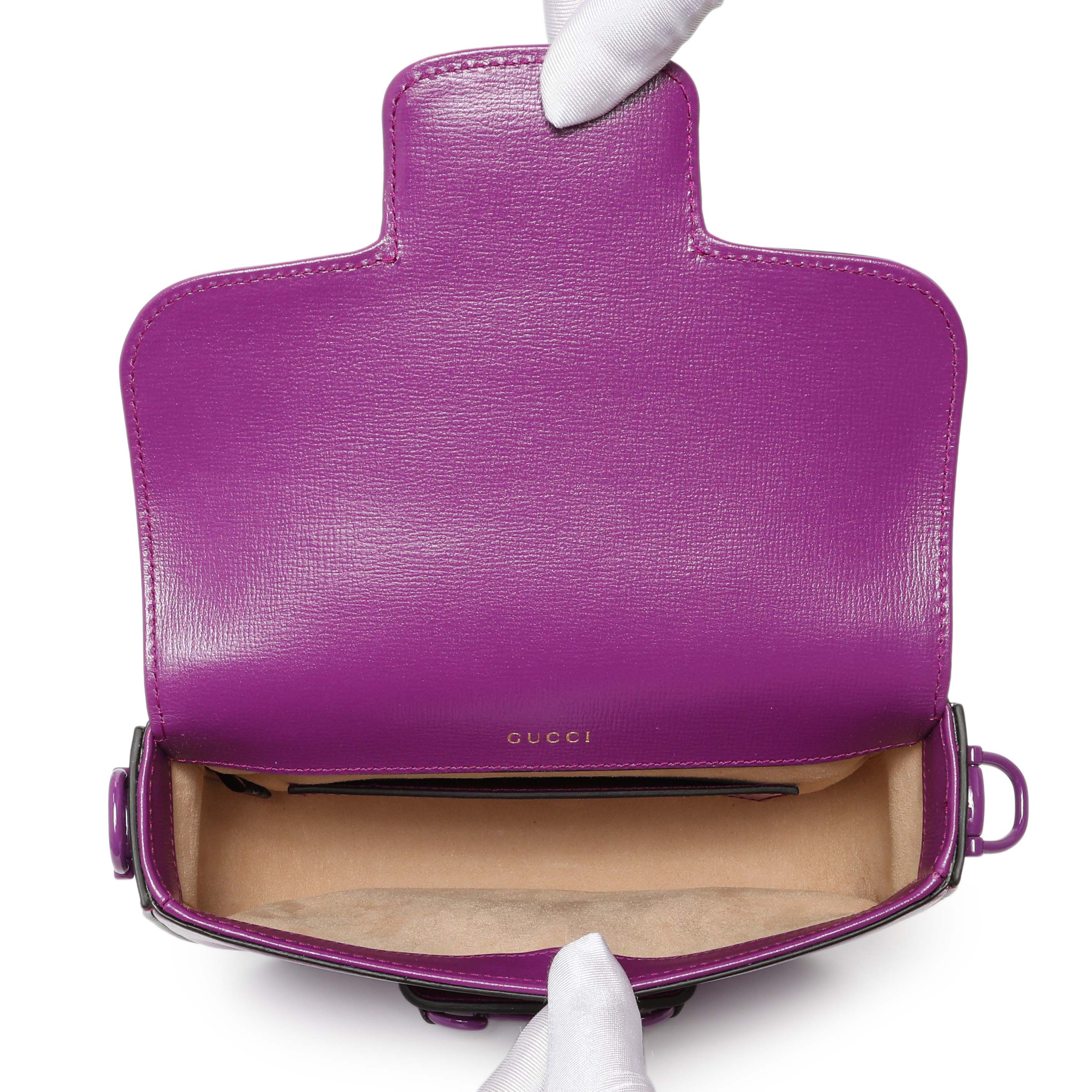 Gucci Purple Calfskin Horsebit 1955 Small Shoulder Bag - Image 4