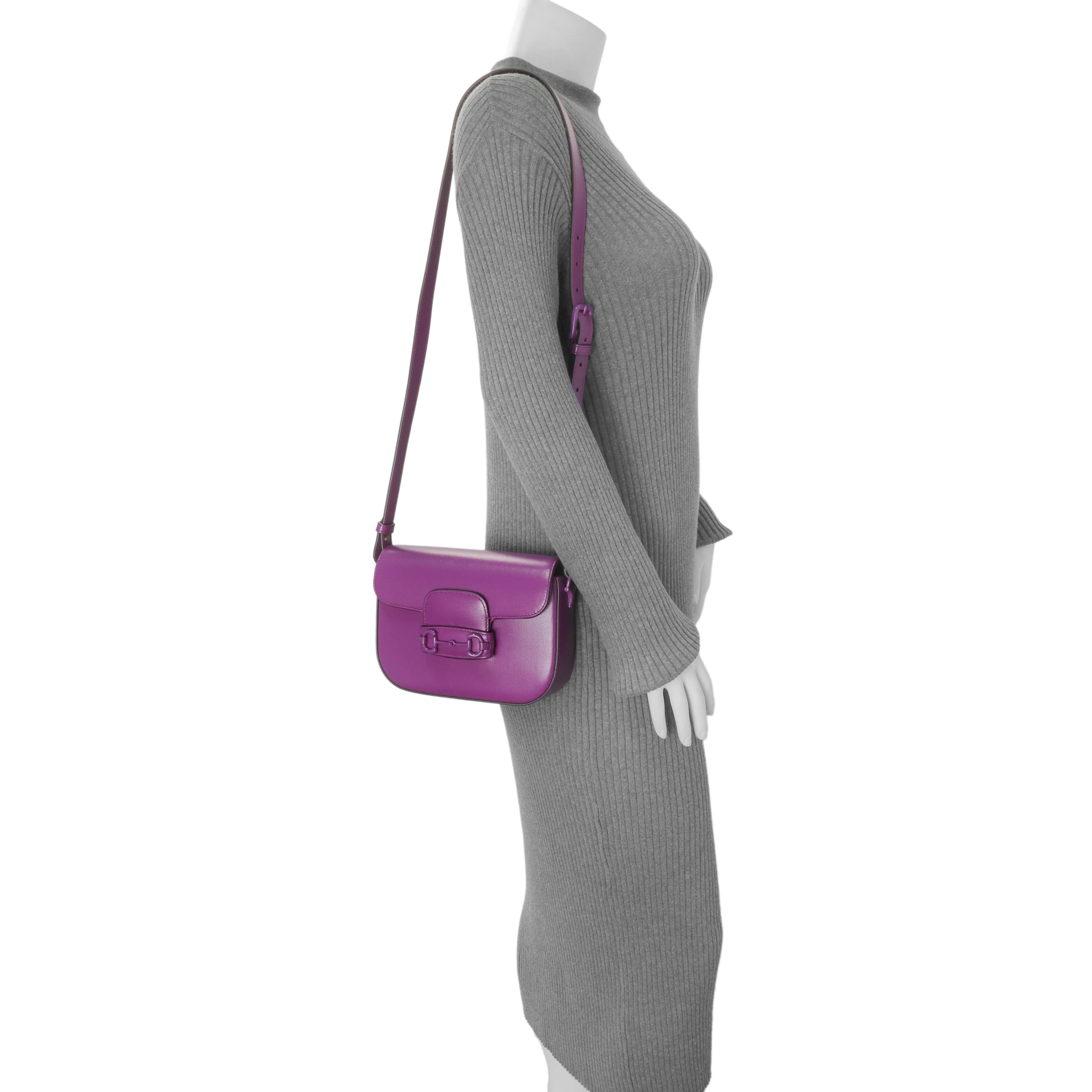 Gucci Purple Calfskin Horsebit 1955 Small Shoulder Bag - Image 7