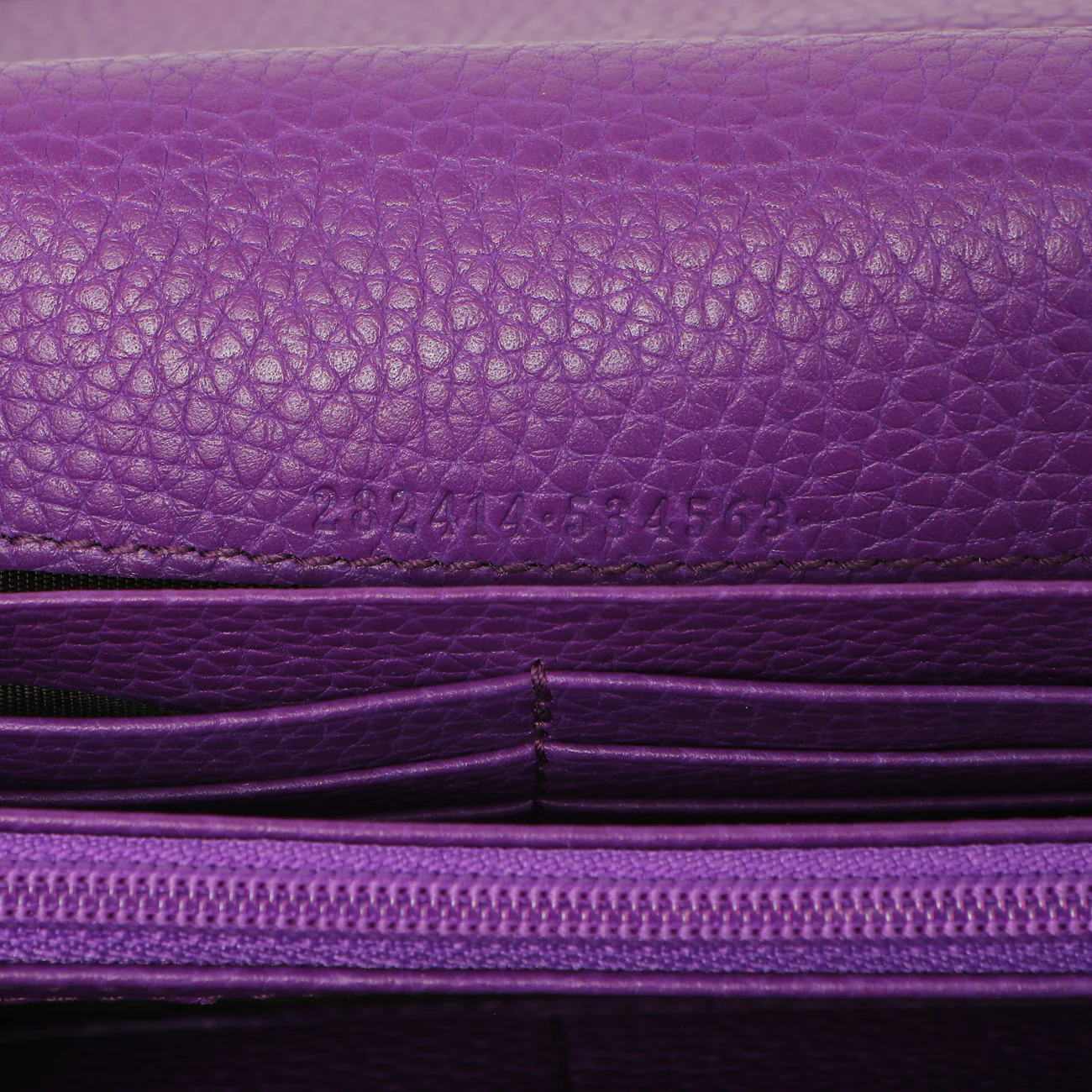 Gucci Purple Pebbled Calfskin Large Soho Continental Wallet - Image 6