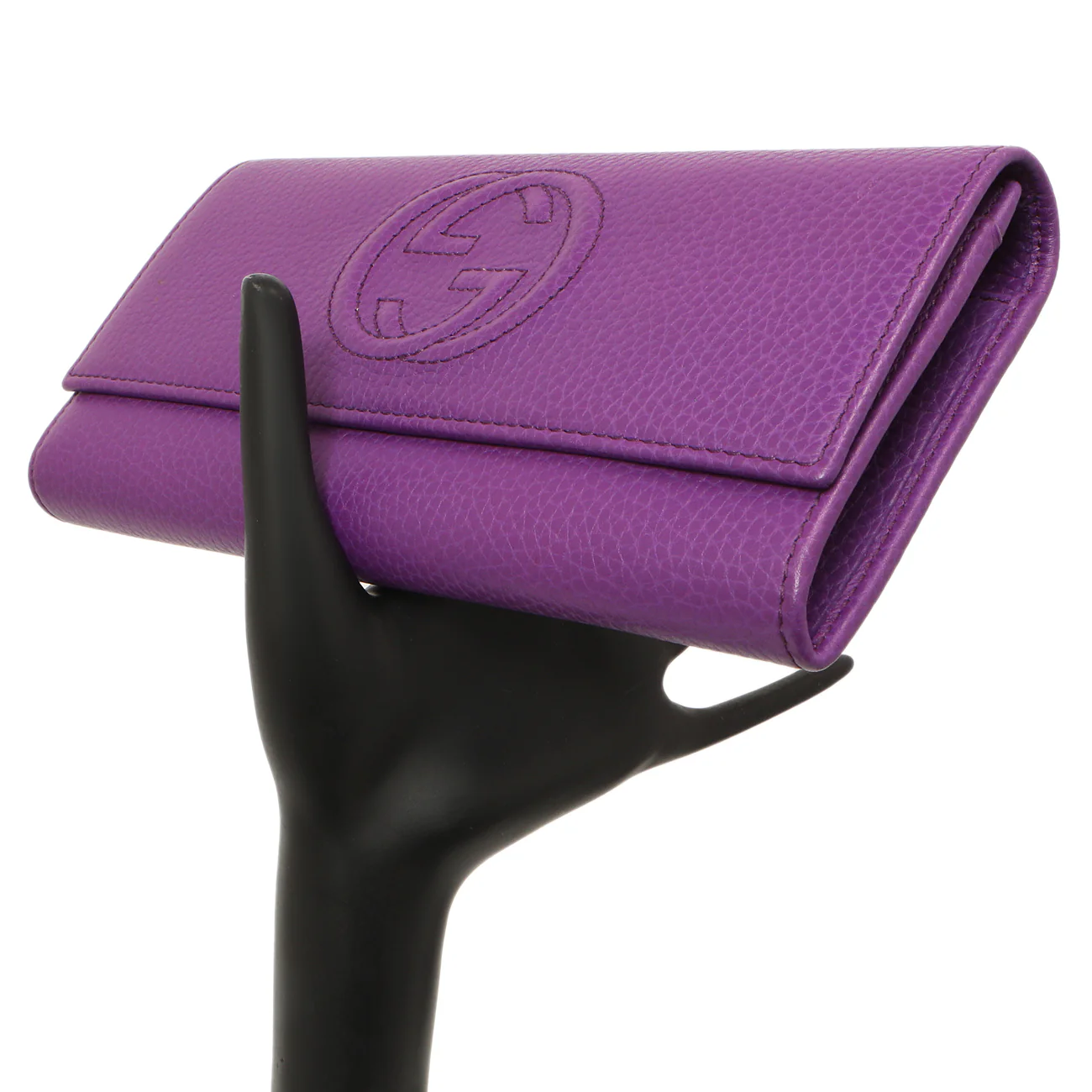 Gucci Purple Pebbled Calfskin Large Soho Continental Wallet - Image 7