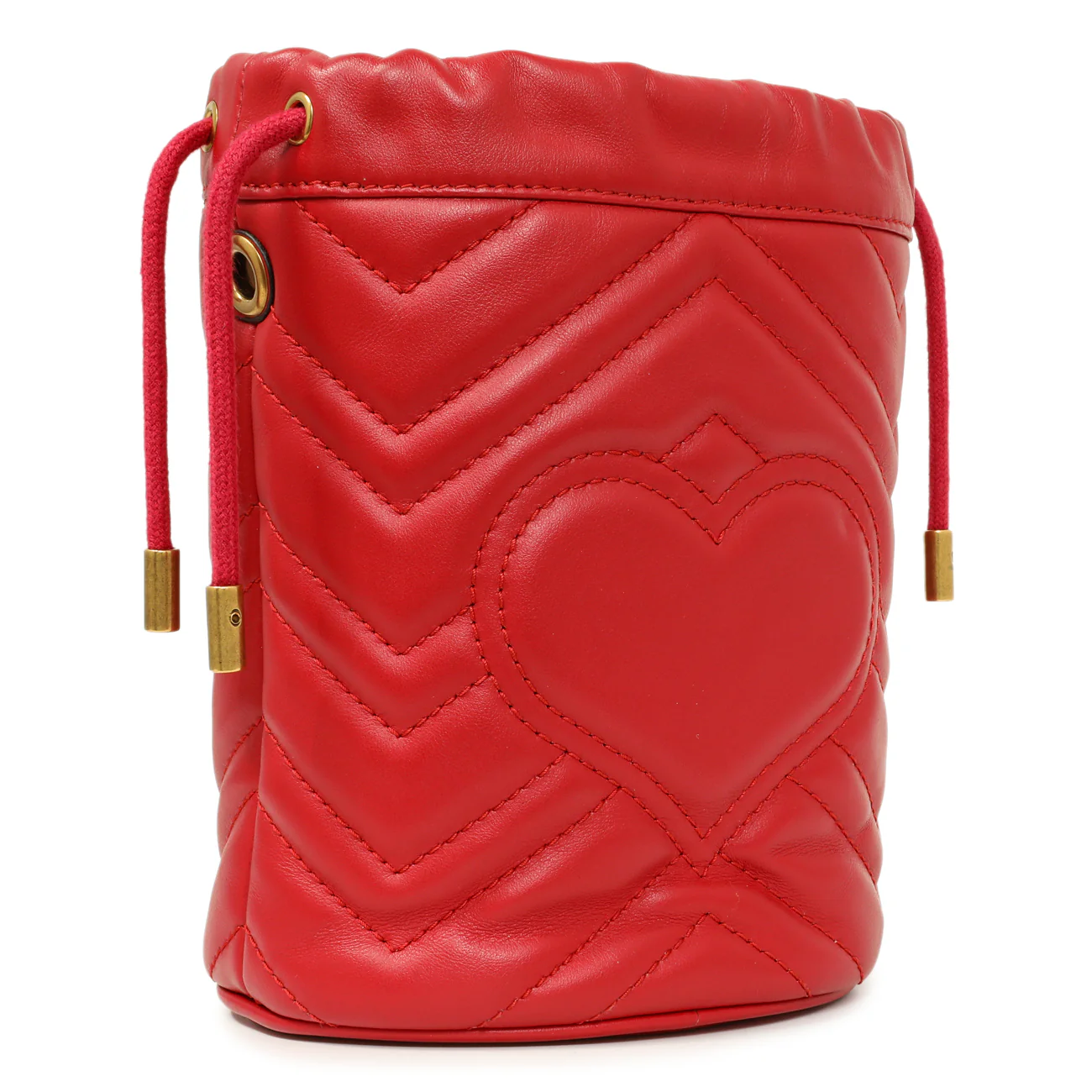 Gucci Red Calfskin Matelasse Mini GG Marmont Bucket - Image 2