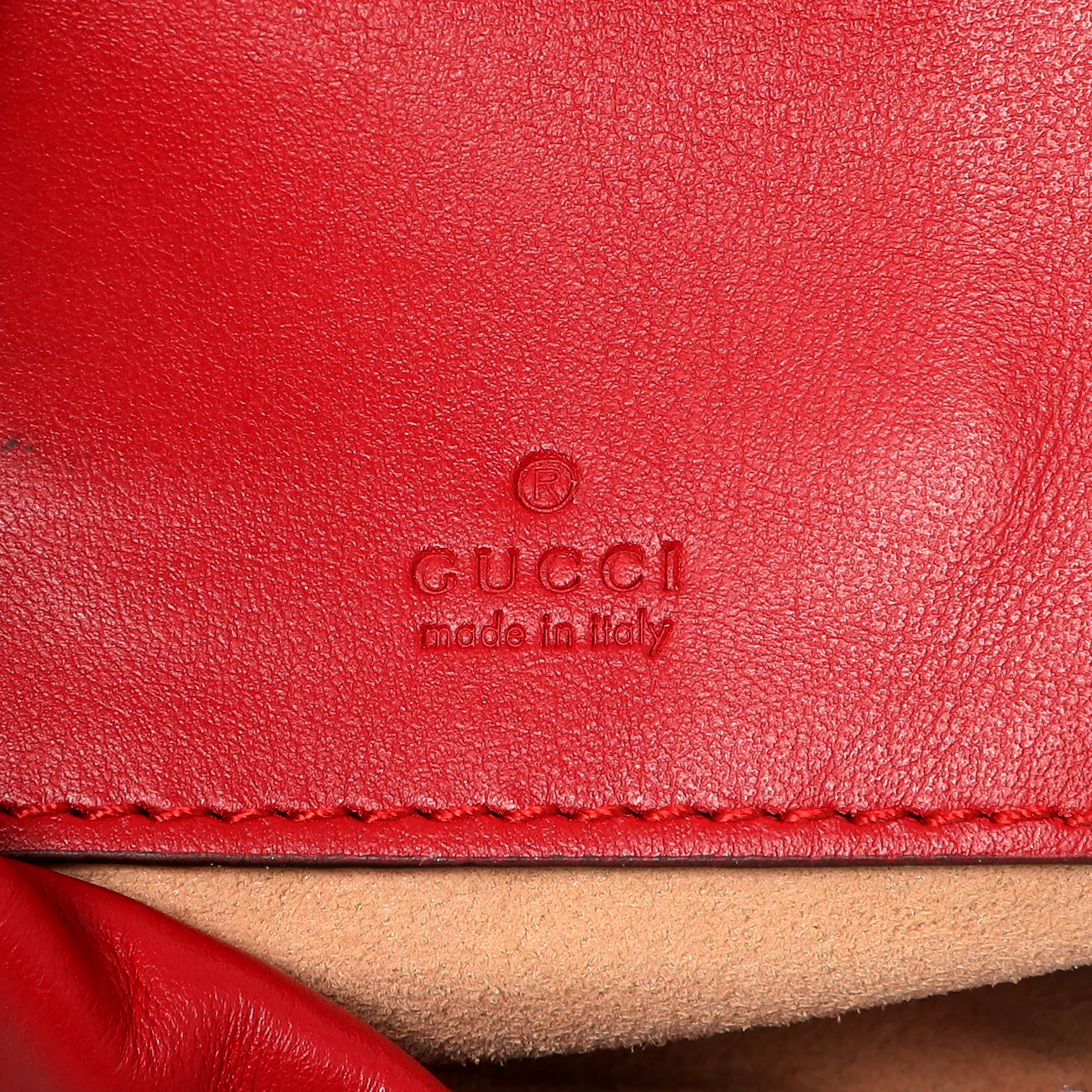 Gucci Red Calfskin Matelasse Mini GG Marmont Bucket - Image 5