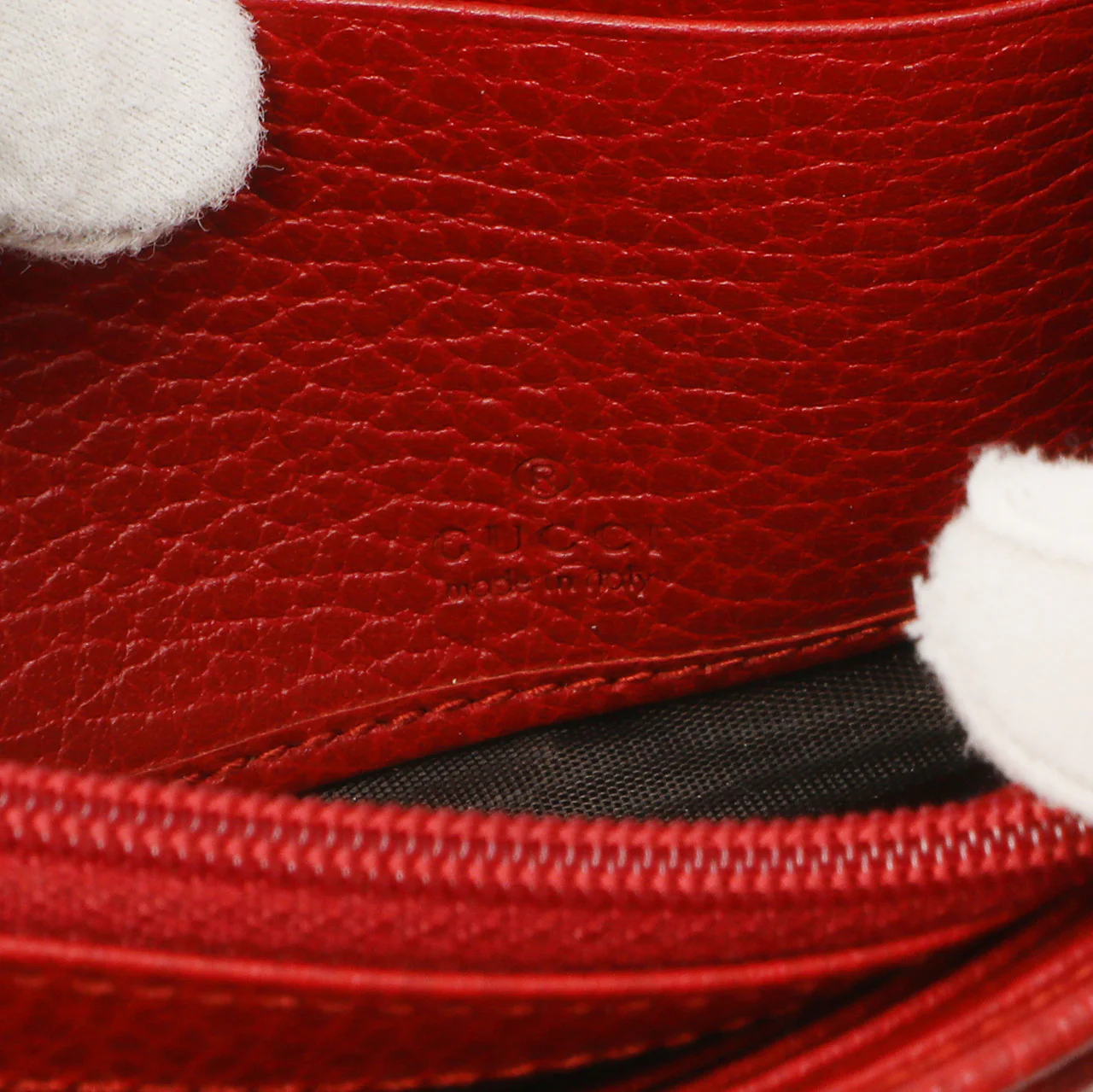 Gucci Red Dollar Calfskin Petite GG Marmont Chain Wallet - Image 5