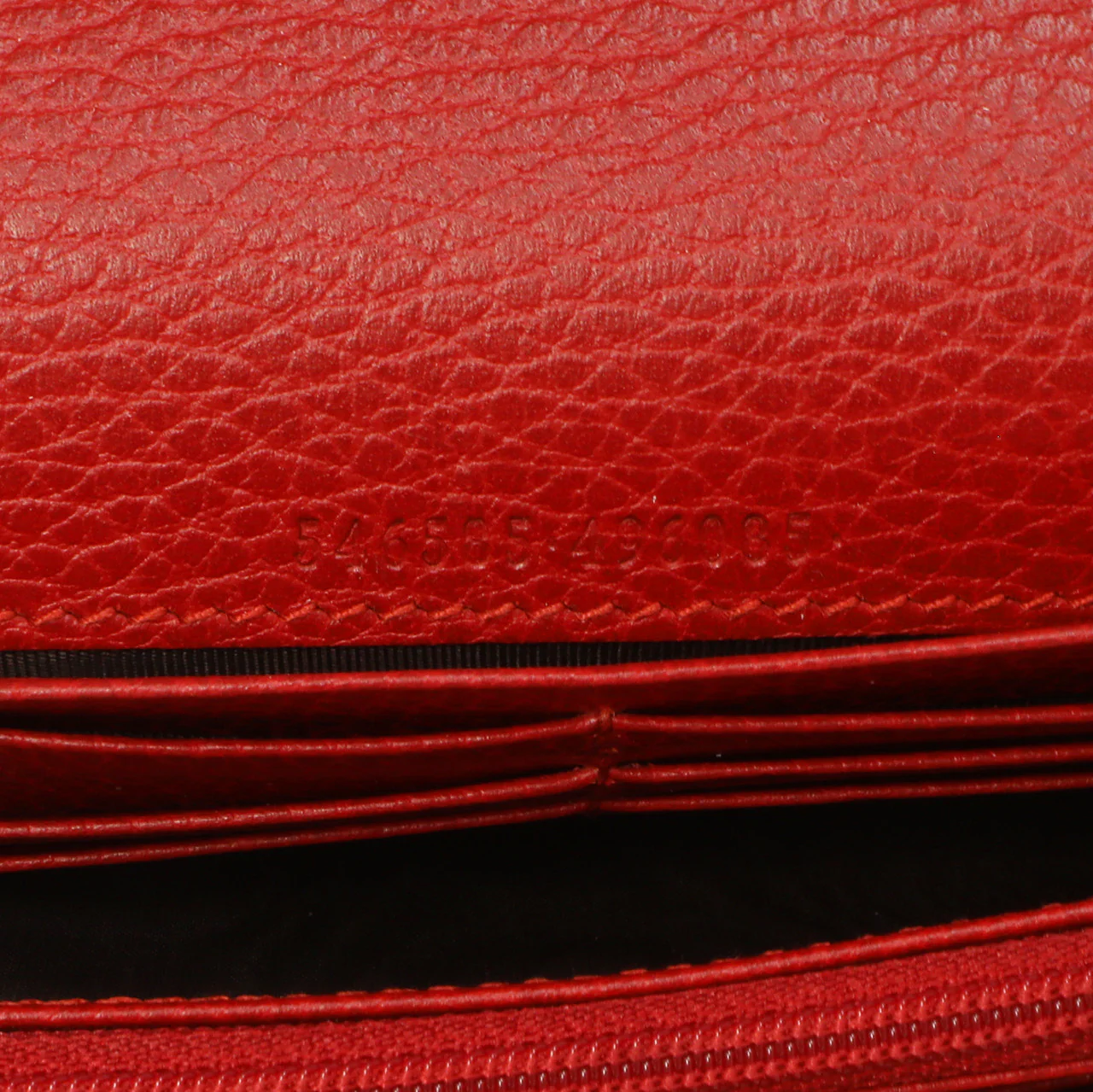 Gucci Red Dollar Calfskin Petite GG Marmont Chain Wallet - Image 6