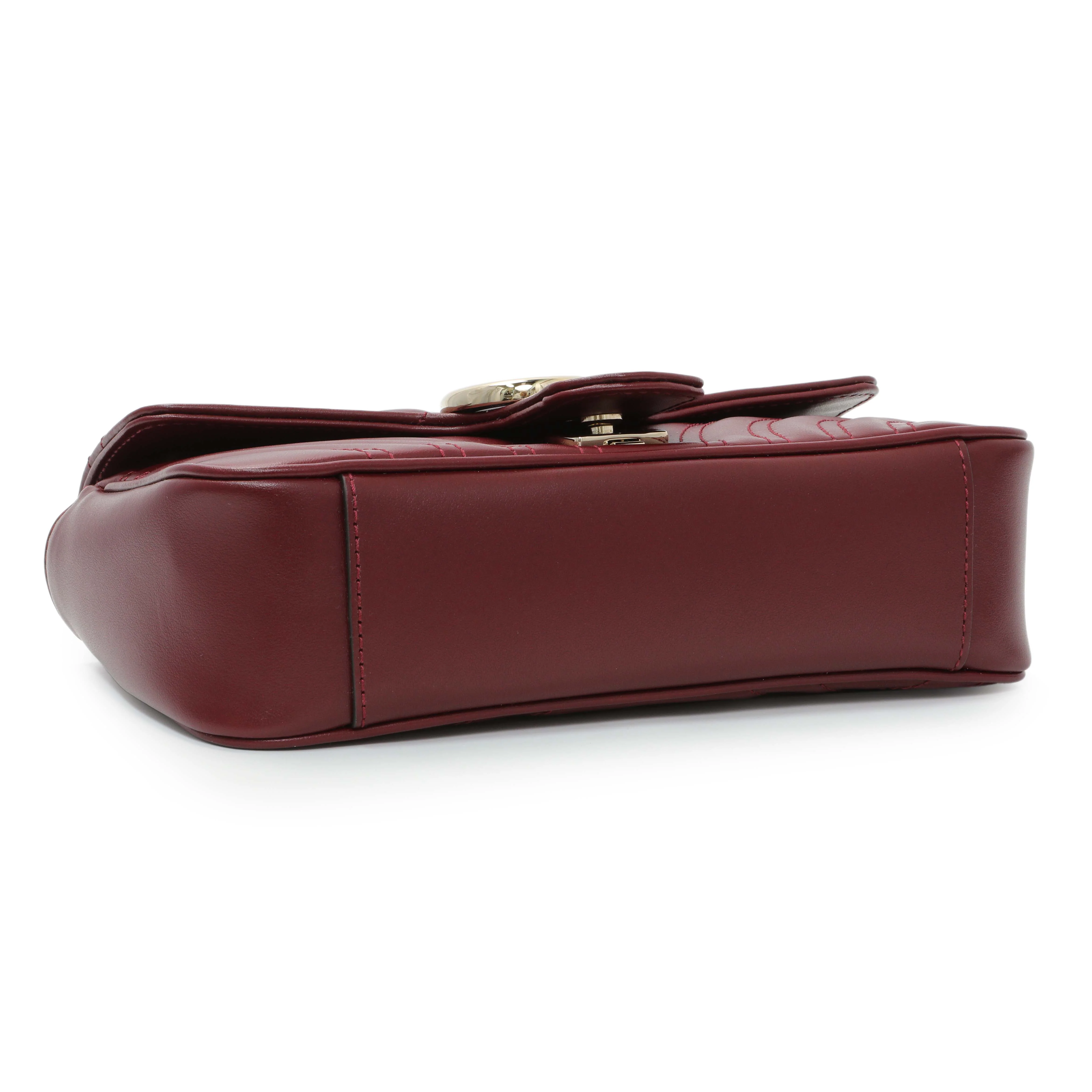 Gucci Rosso Ancora Lambskin Matelasse Small GG Marmont Shoulder Bag - Image 3