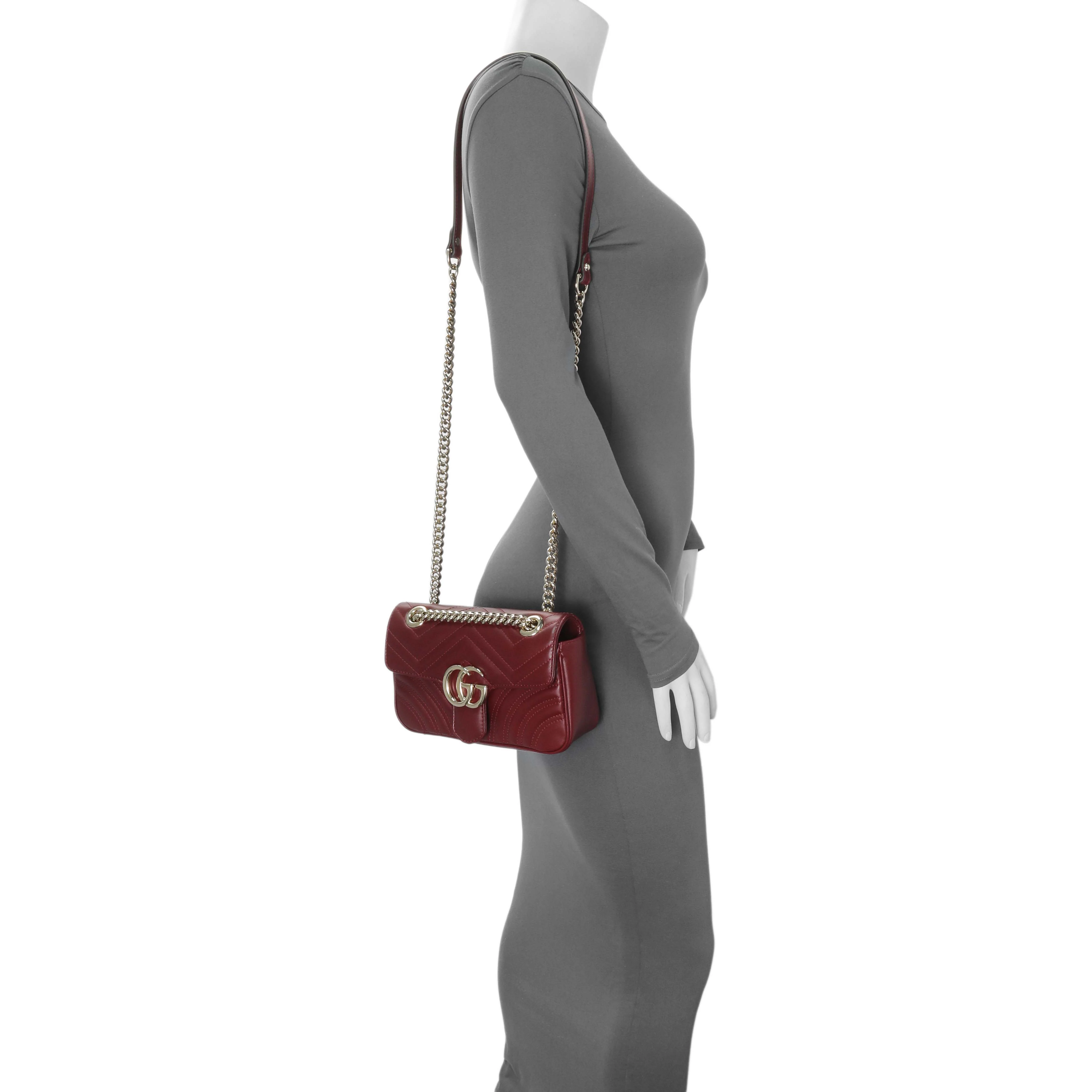 Gucci Rosso Ancora Lambskin Matelasse Small GG Marmont Shoulder Bag - Image 7