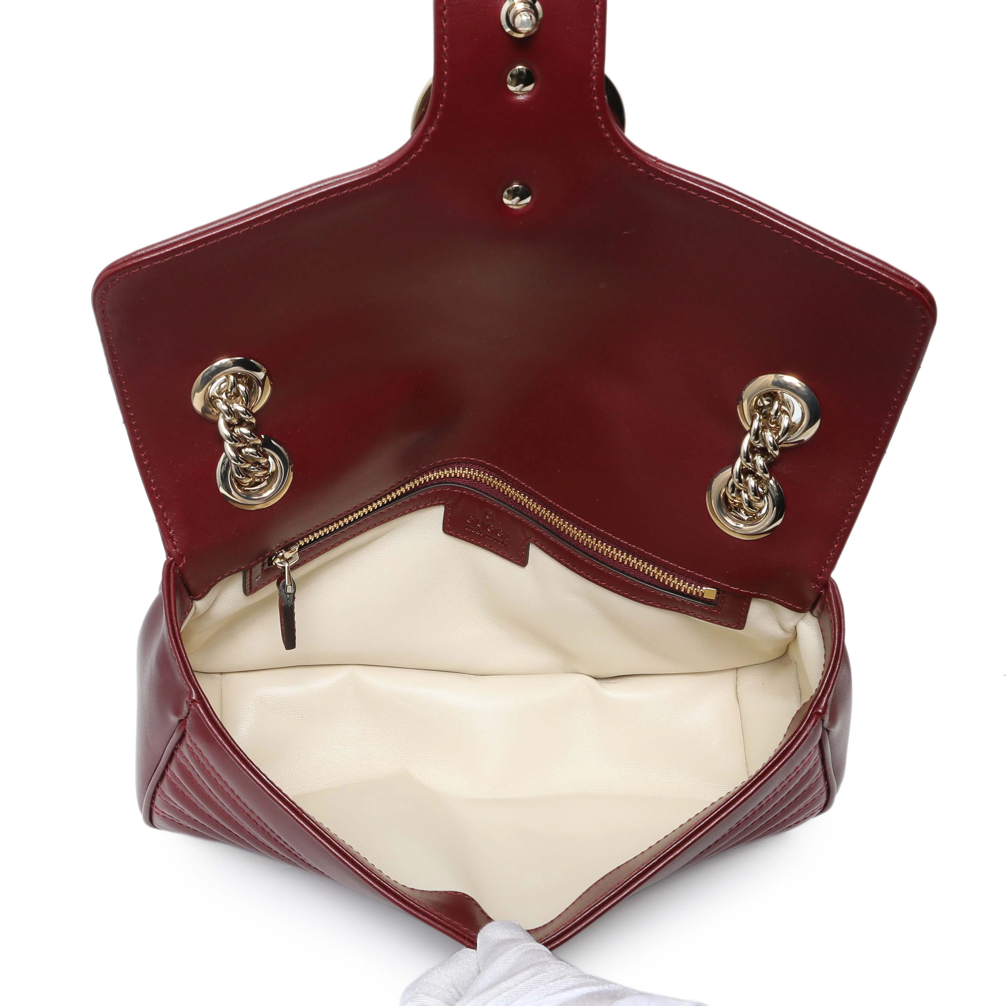 Gucci Rosso Ancora Red Calfskin Matelasse Medium GG Marmont Shoulder Bag - Image 4
