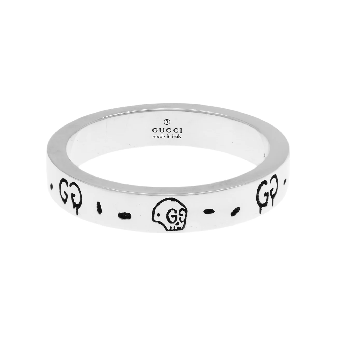 Gucci Sterling Silver GucciGhost Hamlet Skull Band Ring
